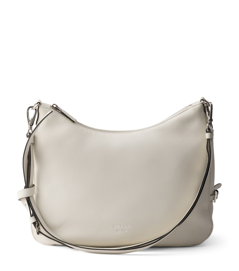 Prada Large Leather Fold Shoulder Bag White Image 1