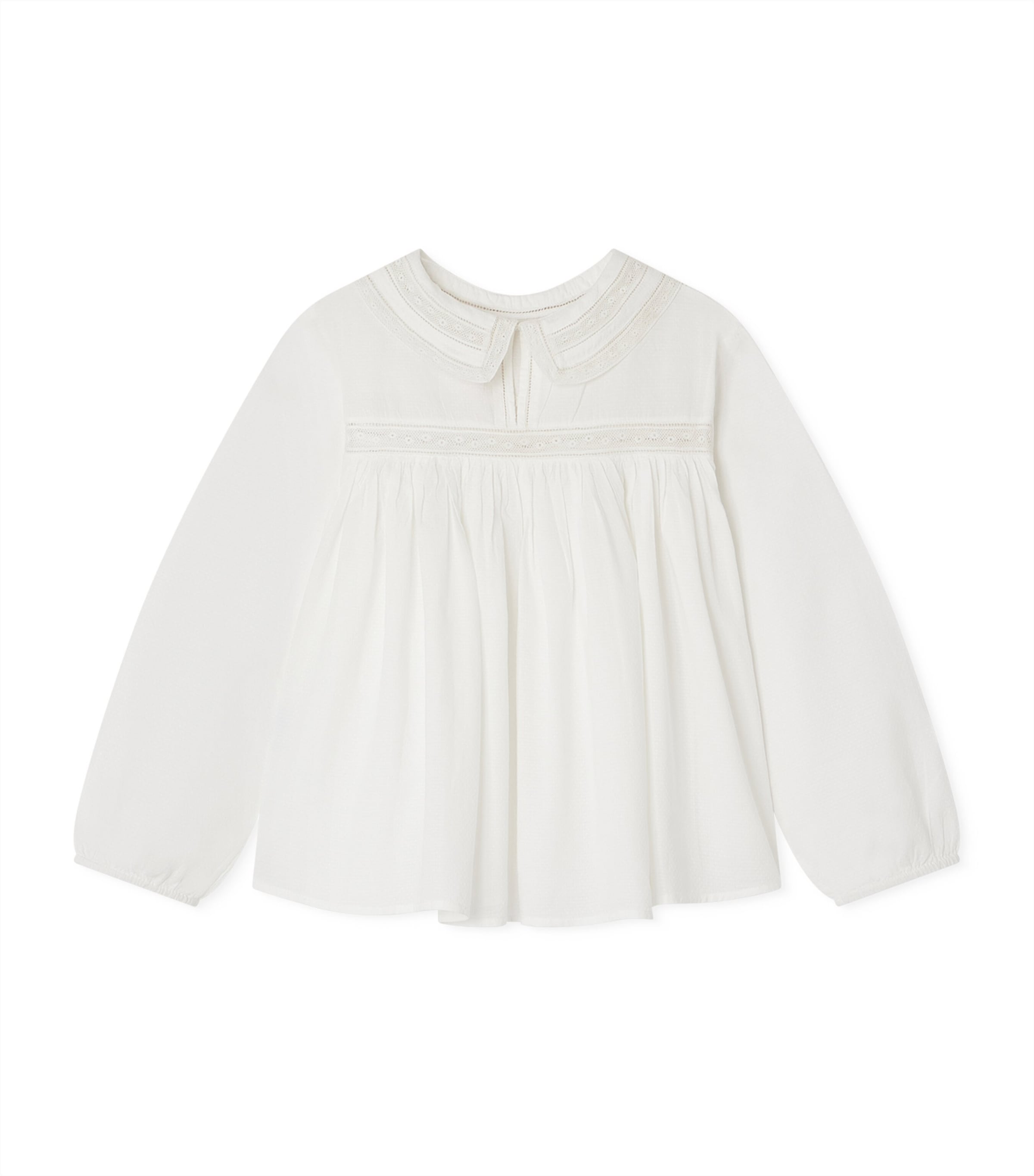 Bonpoint Cotton Blouse (10-14 Years) Blanc Lait Image 1