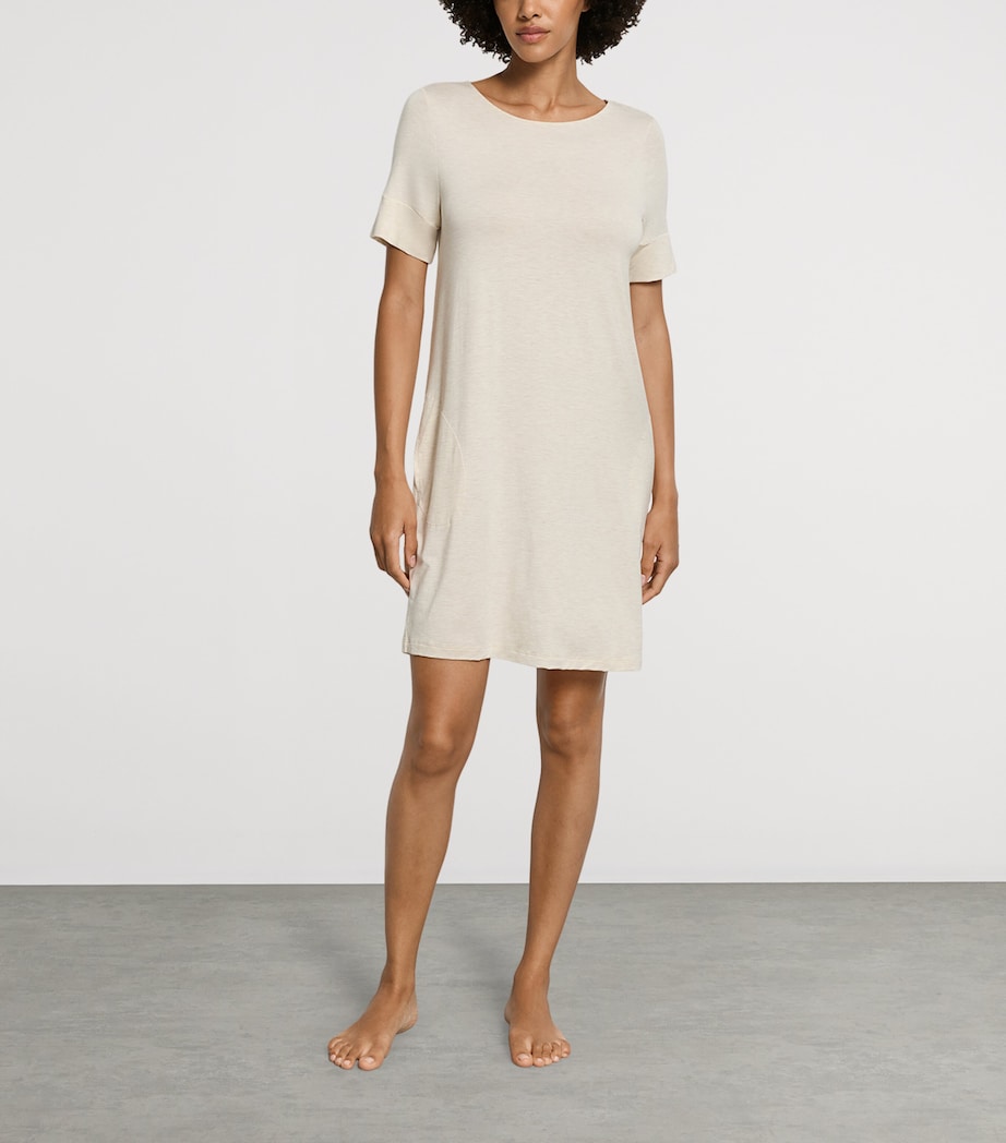 Hanro Womens Natural Elegance Nightdress Summer Sand Melange Image 4