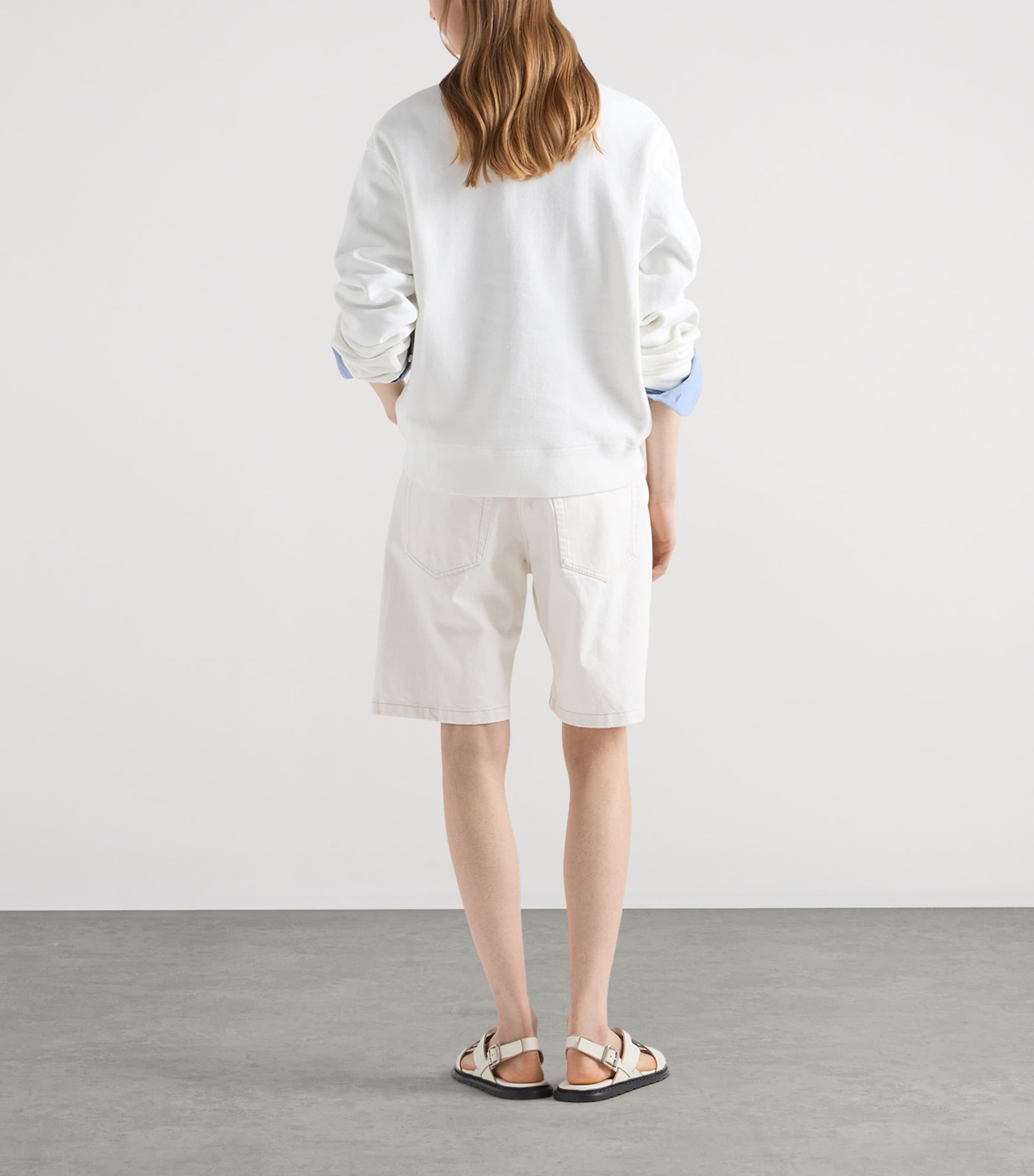 Prada Womens Cotton Logo Sweatshirt White Image 5