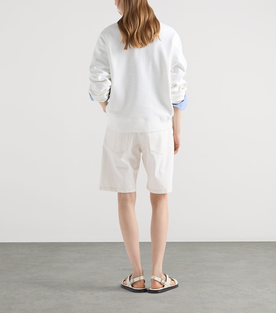 Prada Womens Cotton Logo Sweatshirt White Image 5