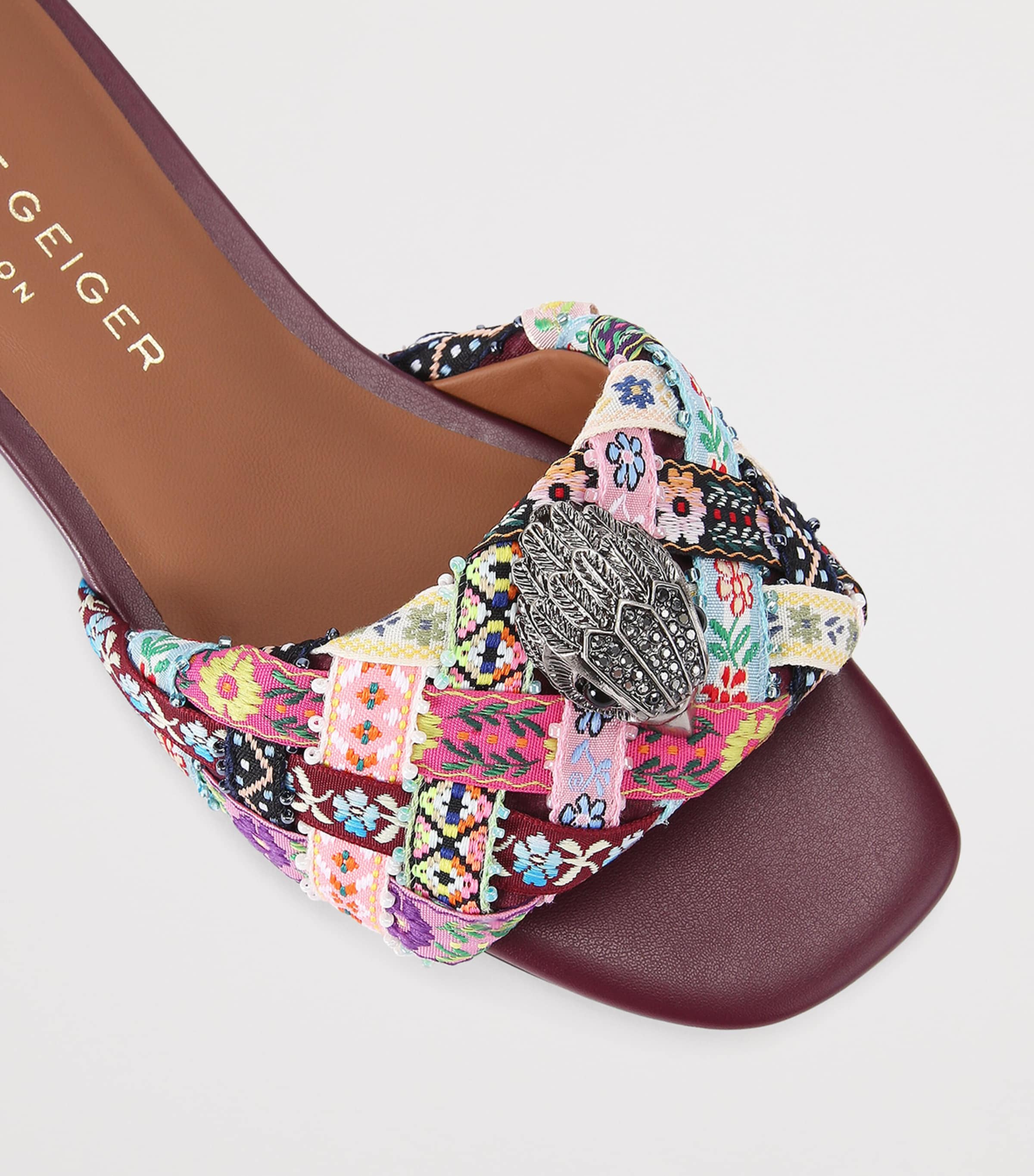 Kurt Geiger London Leather Kensington Sandals Wine Comb Image 3