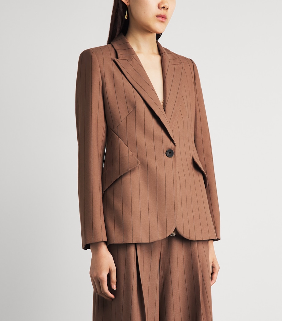 L'Agence Womens Pinstripe Chamberlain Blazer Mcha Tan/brwn Pnstrp Image 4