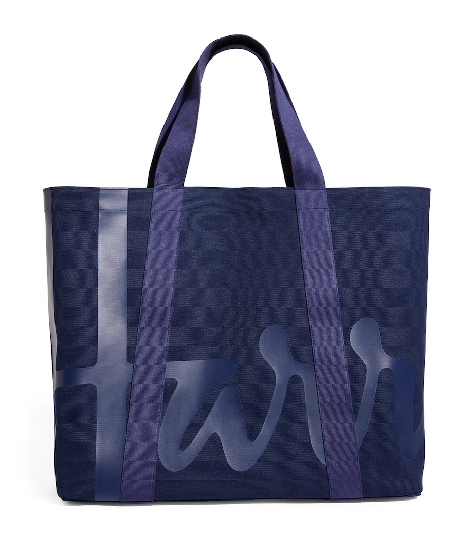 Large Cotton Logo Tote Bag NAVY Image 1