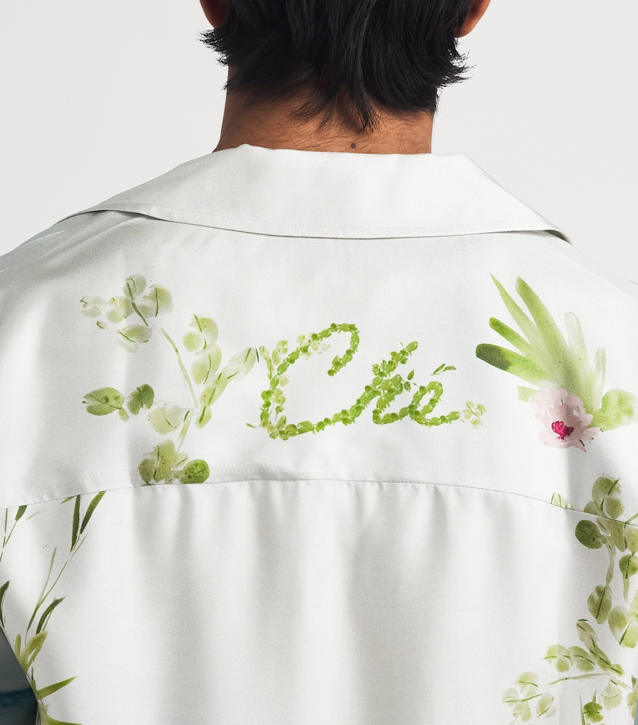 CHÉ Mens Silk Bloom Print Shirt Blue Image 3