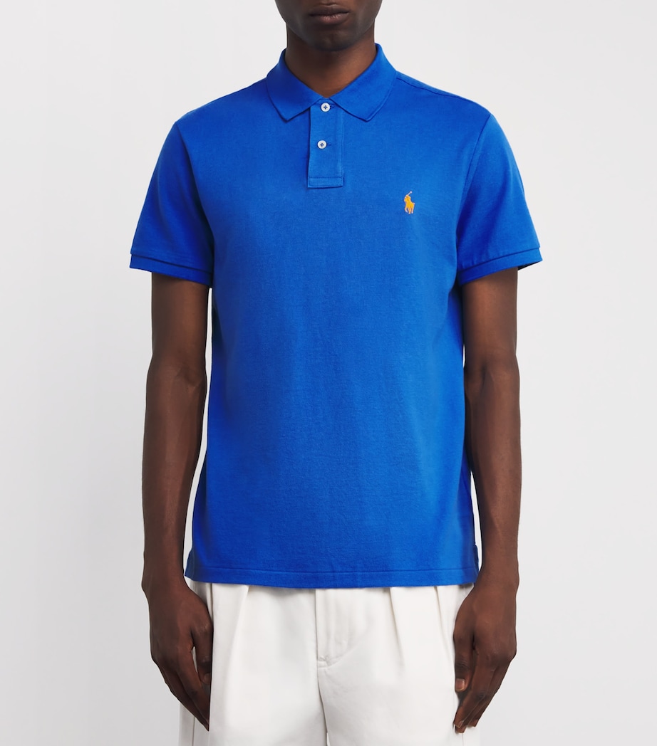 Polo Ralph Lauren Mens Cotton Mesh Custom-Fit Polo Shirt New Iris Blue Image 3