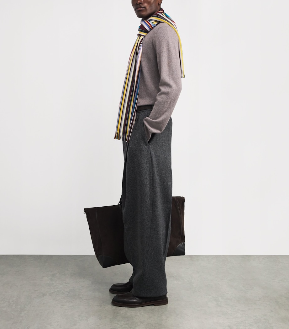 Merino Wool Signature Stripe Scarf 92_MULTI COLOURED Image 2