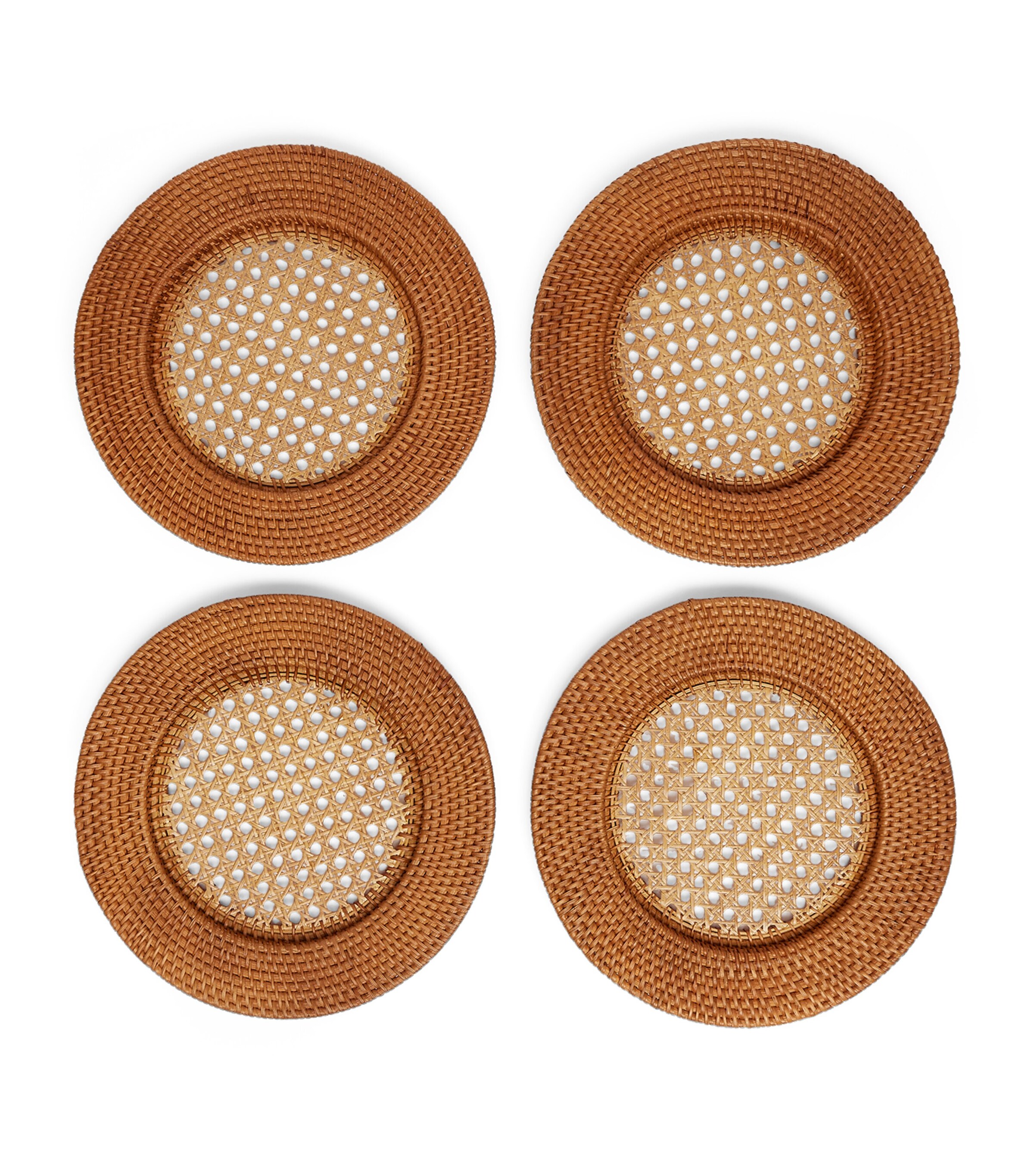 Set of 4 Brown Rattan Charger Plates (32cm) BROWN Image 3