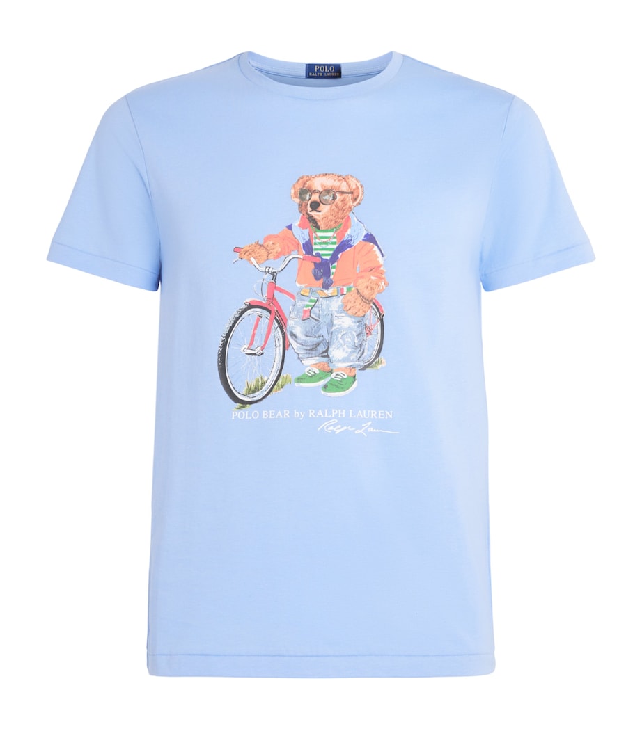 Polo Ralph Lauren Mens Cotton Polo Bear Bicycle Slim T-Shirt Austin Blue Ss Bear Image 1