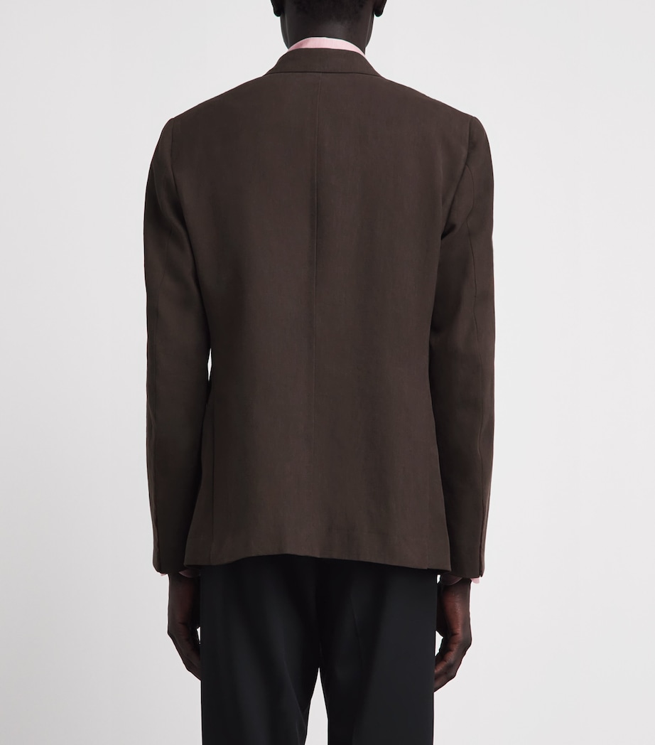 Isaia Mens Linen Double-Breasted Blazer Image 5