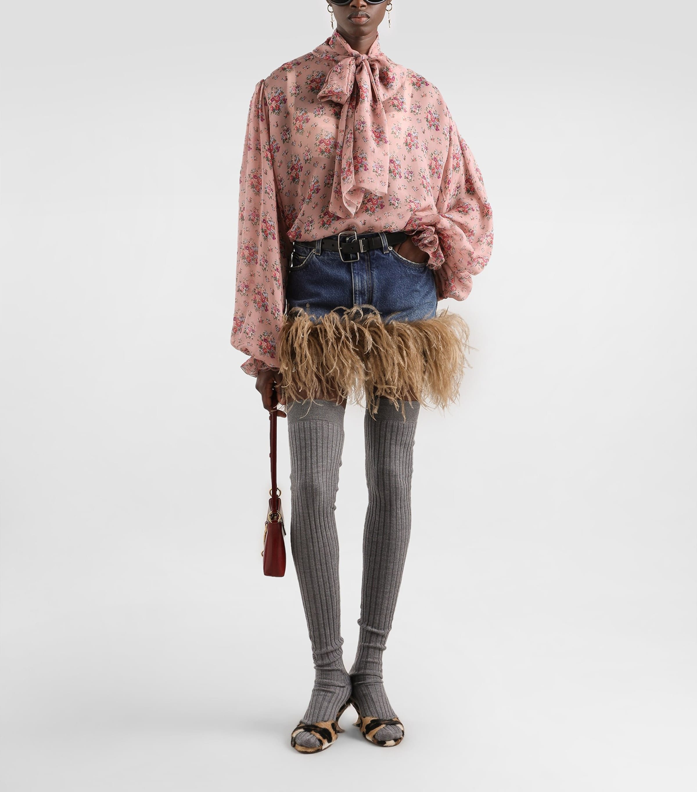 Dolce&Gabbana Womens Silk Floral Pussybow Blouse Mazz Image 2