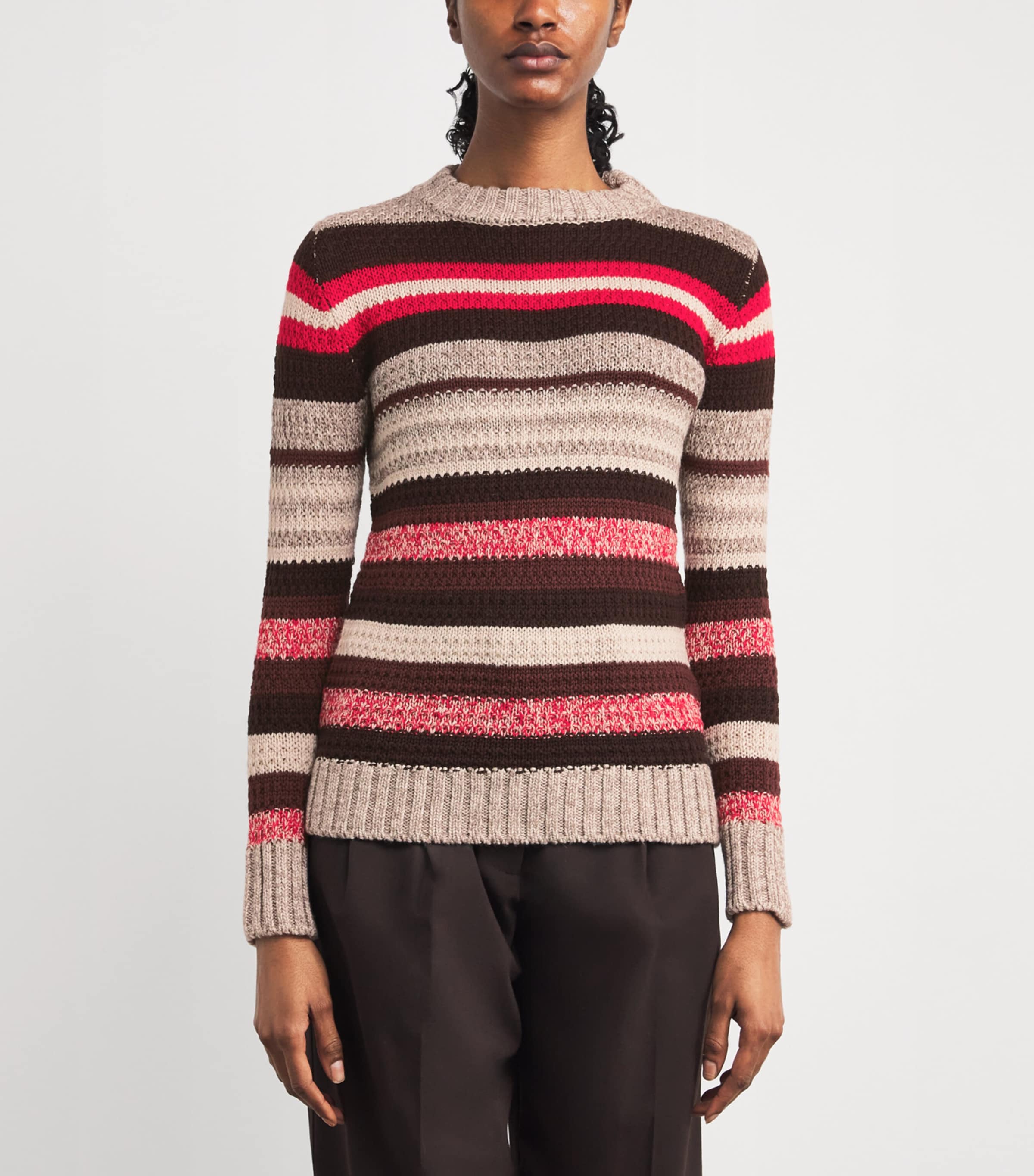 Virgin Wool Striped Sweater RED Image 3
