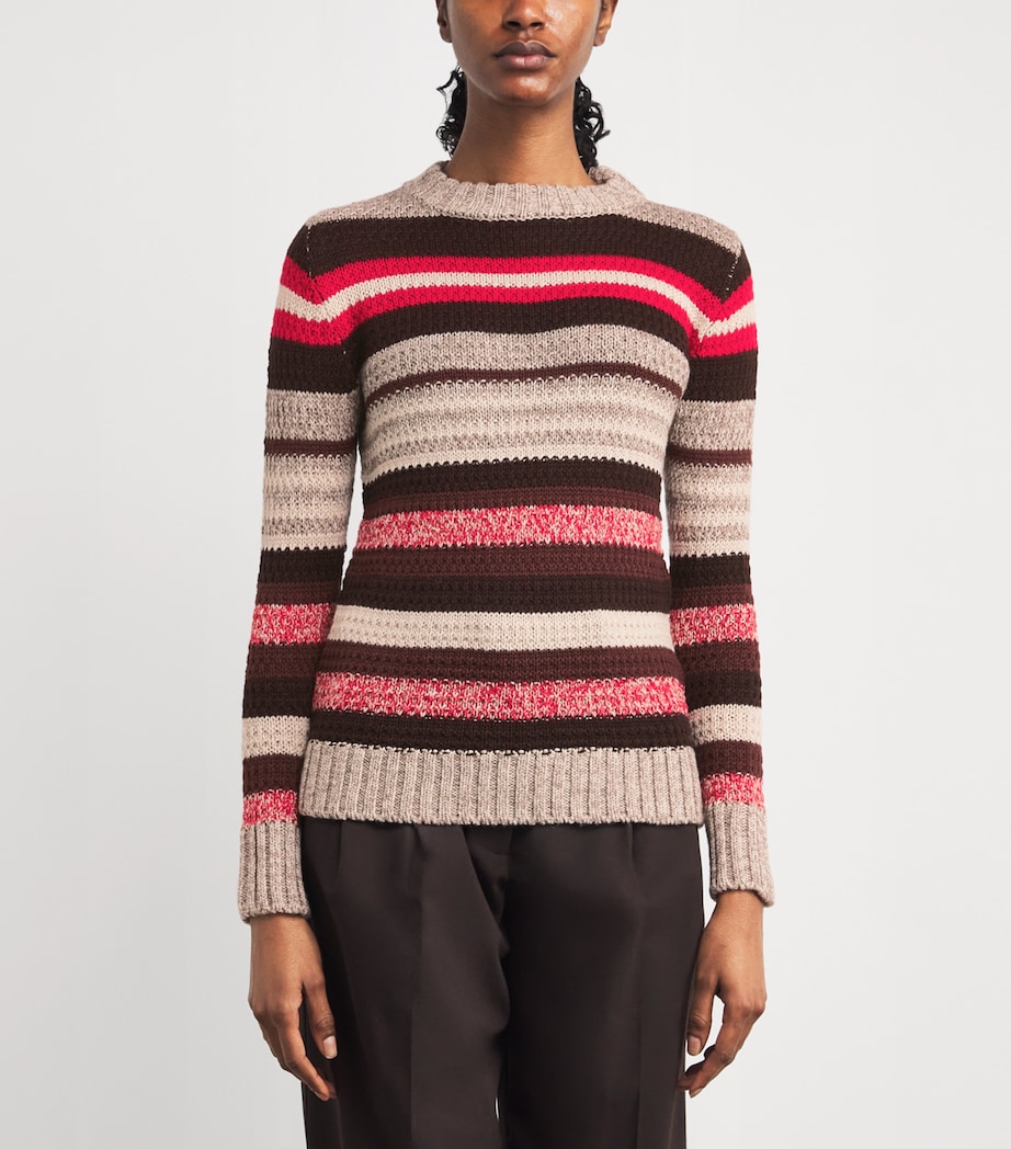 Virgin Wool Striped Sweater RED Image 3