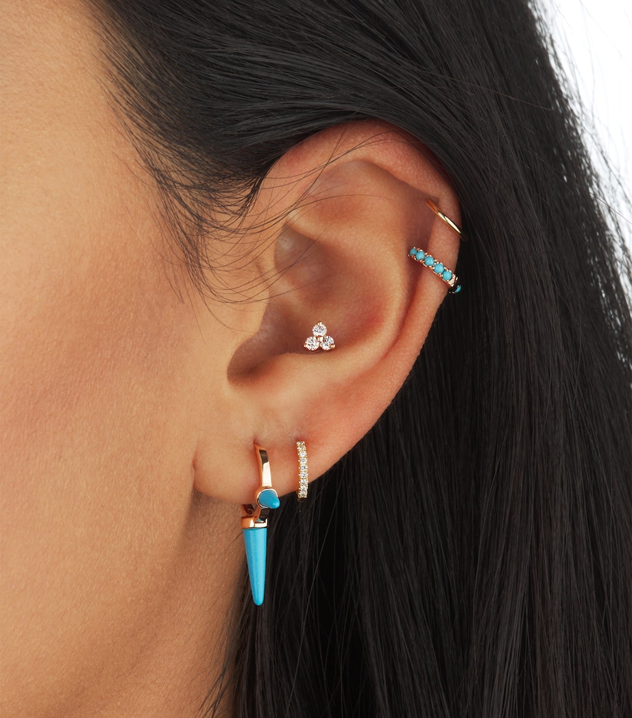 White Gold Diamond Trinity Threaded Stud Earring (4.5mm) WHITE GOLD Image 2