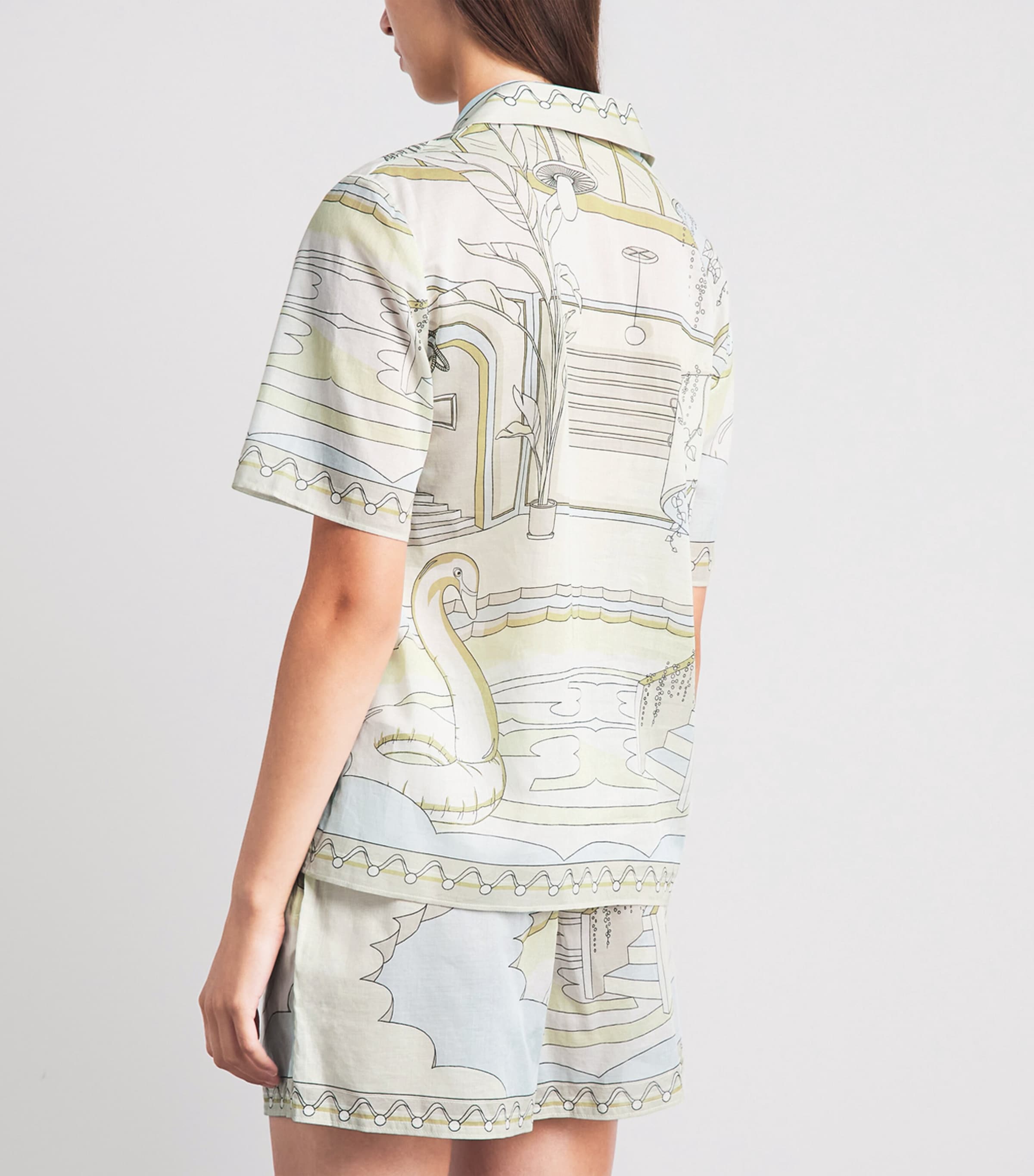 Tory Burch Womens Cotton Printed Shirt The Pool Beige Image 5