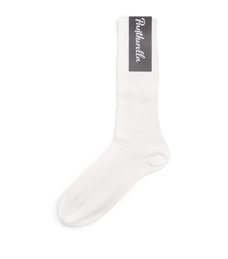 Pantherella Mens Ribbed Danvers Socks White Image 1