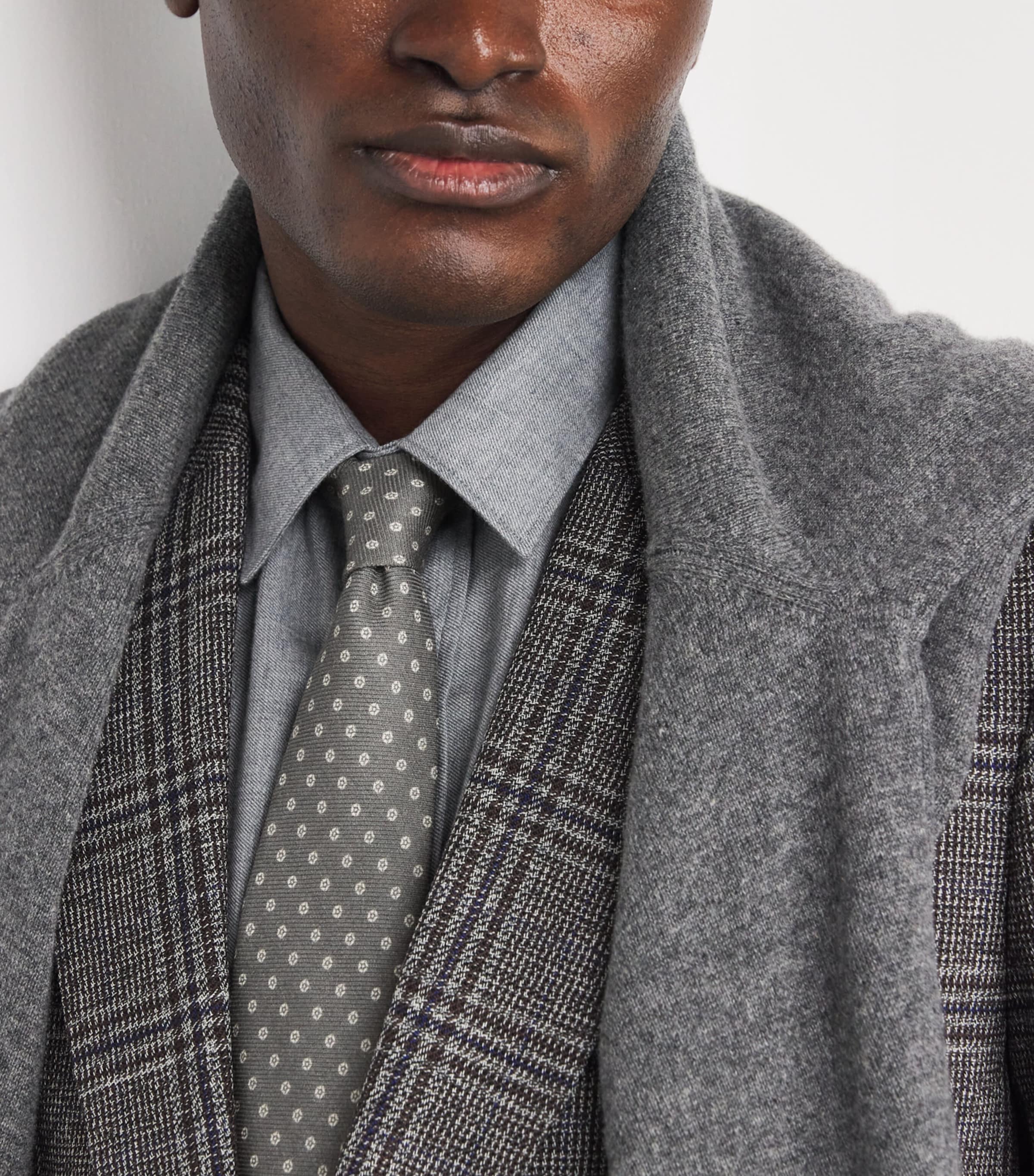 Cashmere-Silk Jacquard Tie LR GREY Image 2