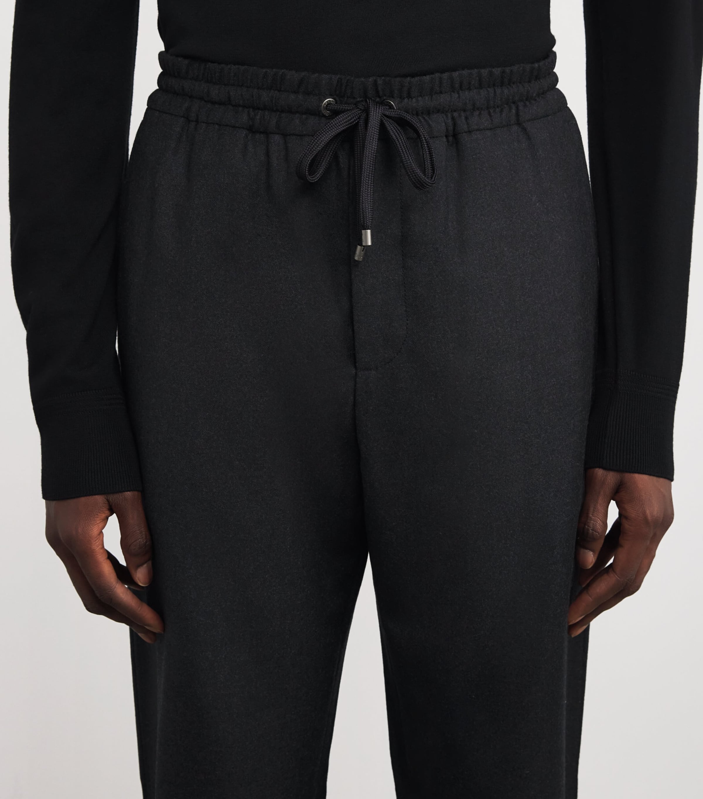 Wool Drawstring Straight Trousers K76 - DARK GREY Image 6