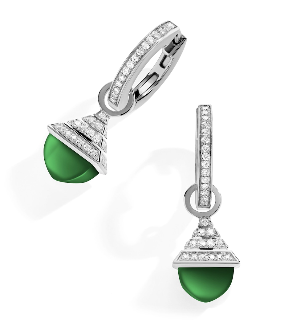 Mini White Gold, Diamond and Agate Cleo Rev Drop Earrings WHITE GOLD Image 1