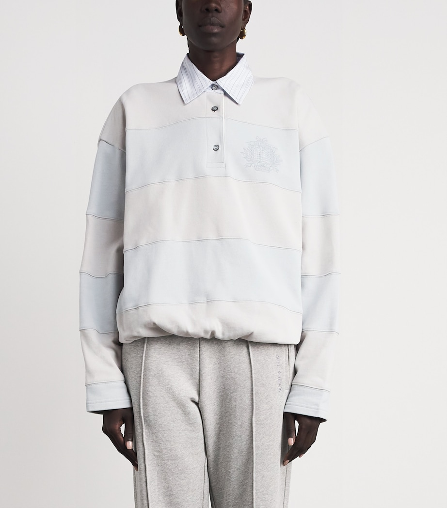 Acne Studios Womens Cotton Rugby Polo Sweatshirt Light Blue/grey Image 4