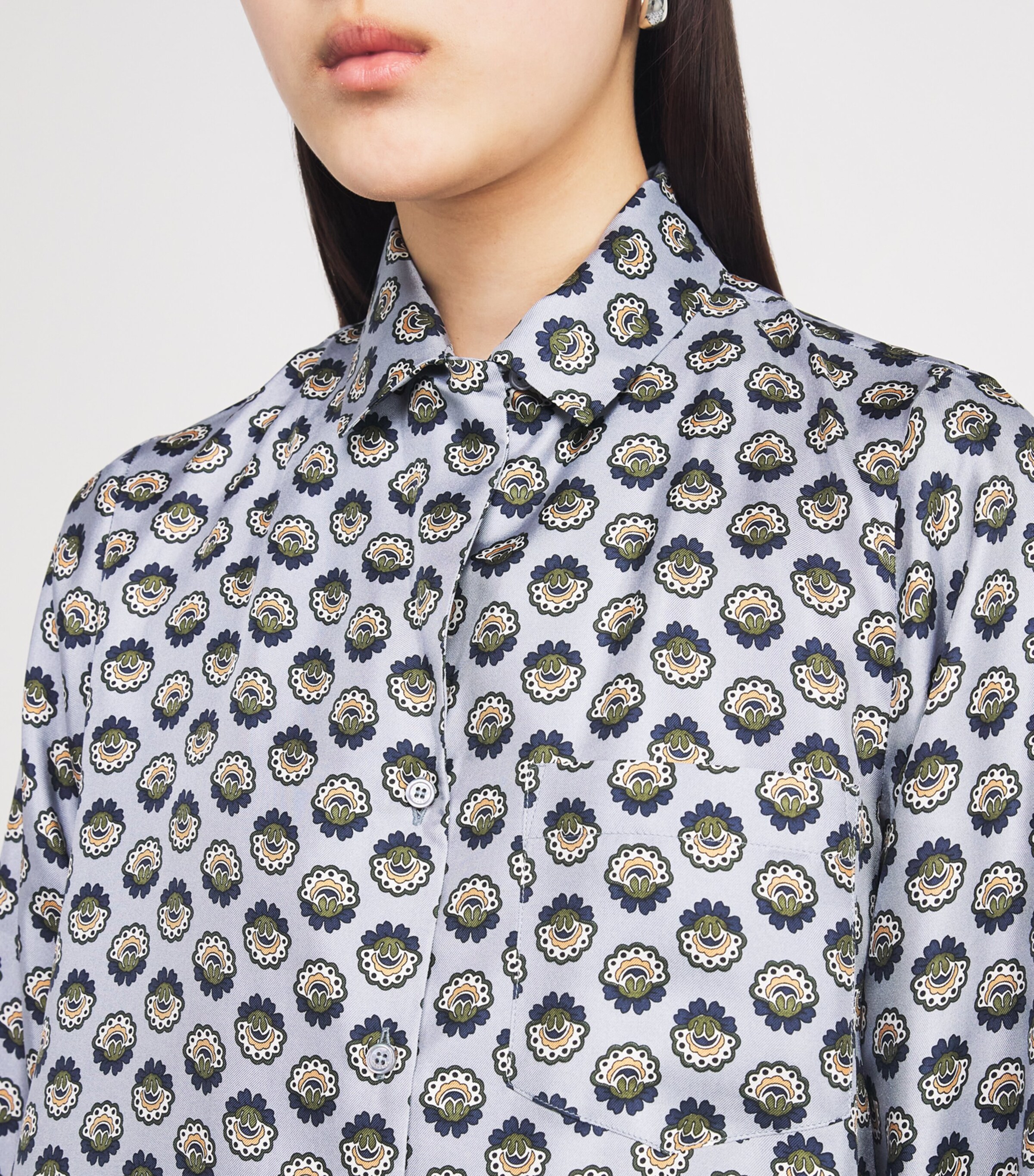 Silk Printed Shirt LIGHT BLUE Image 6