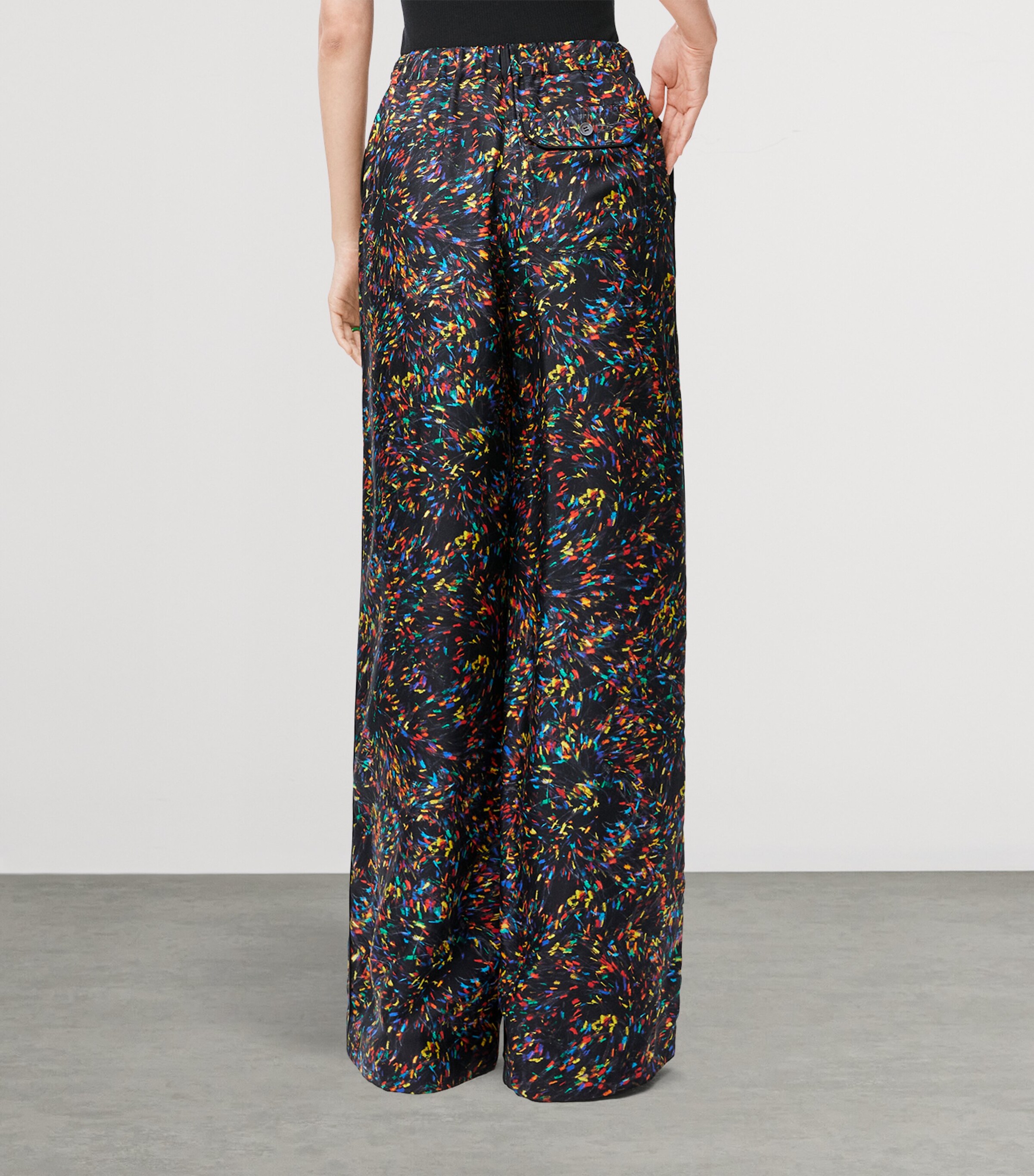 LOEWE Womens x Paula's Ibiza Silk-Blend Pyjama Trousers Black/multicolor Image 4