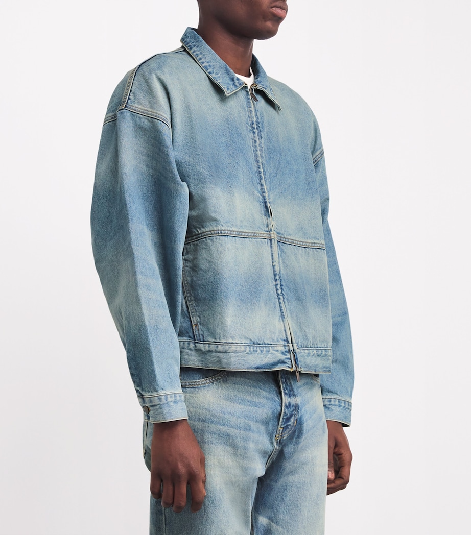 FEAR OF GOD ESSENTIALS Mens Denim Zip-Up Jacket Vintage Blue Image 3