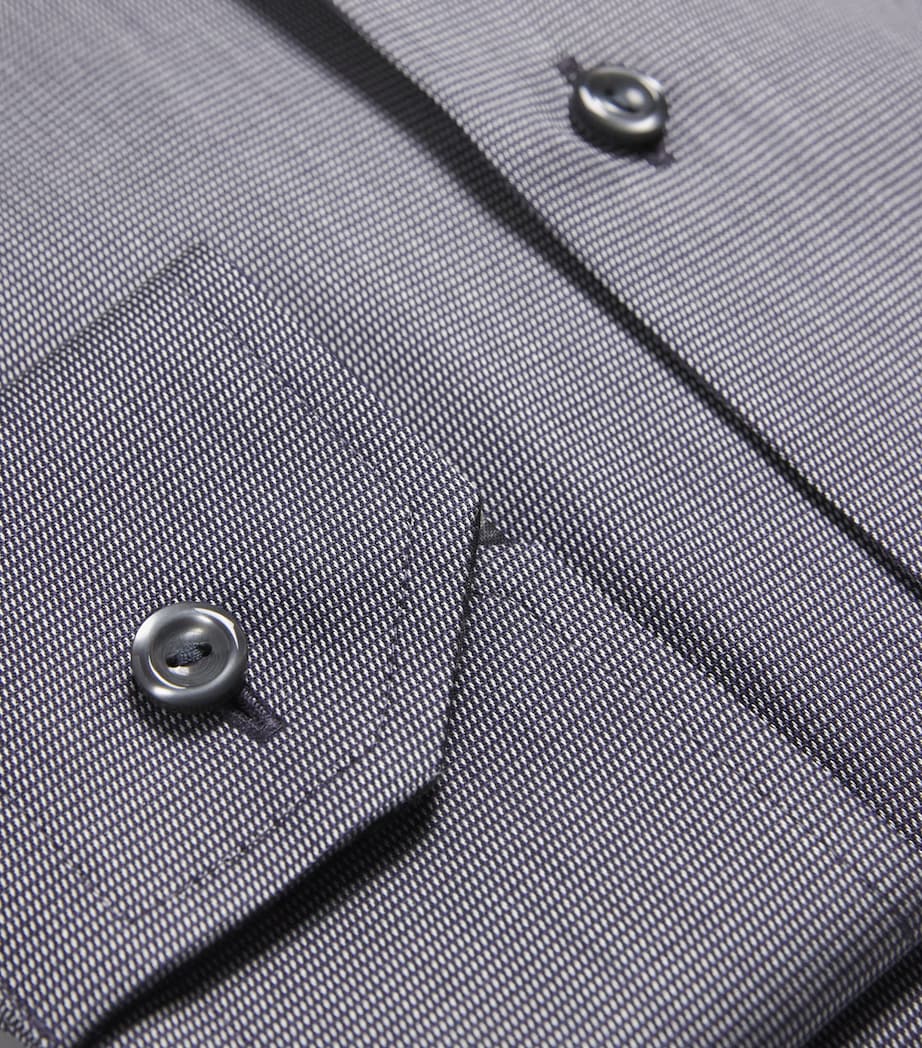 Cotton Twill Puppytooth Slim Shirt 28 NAVY BLUE Image 5