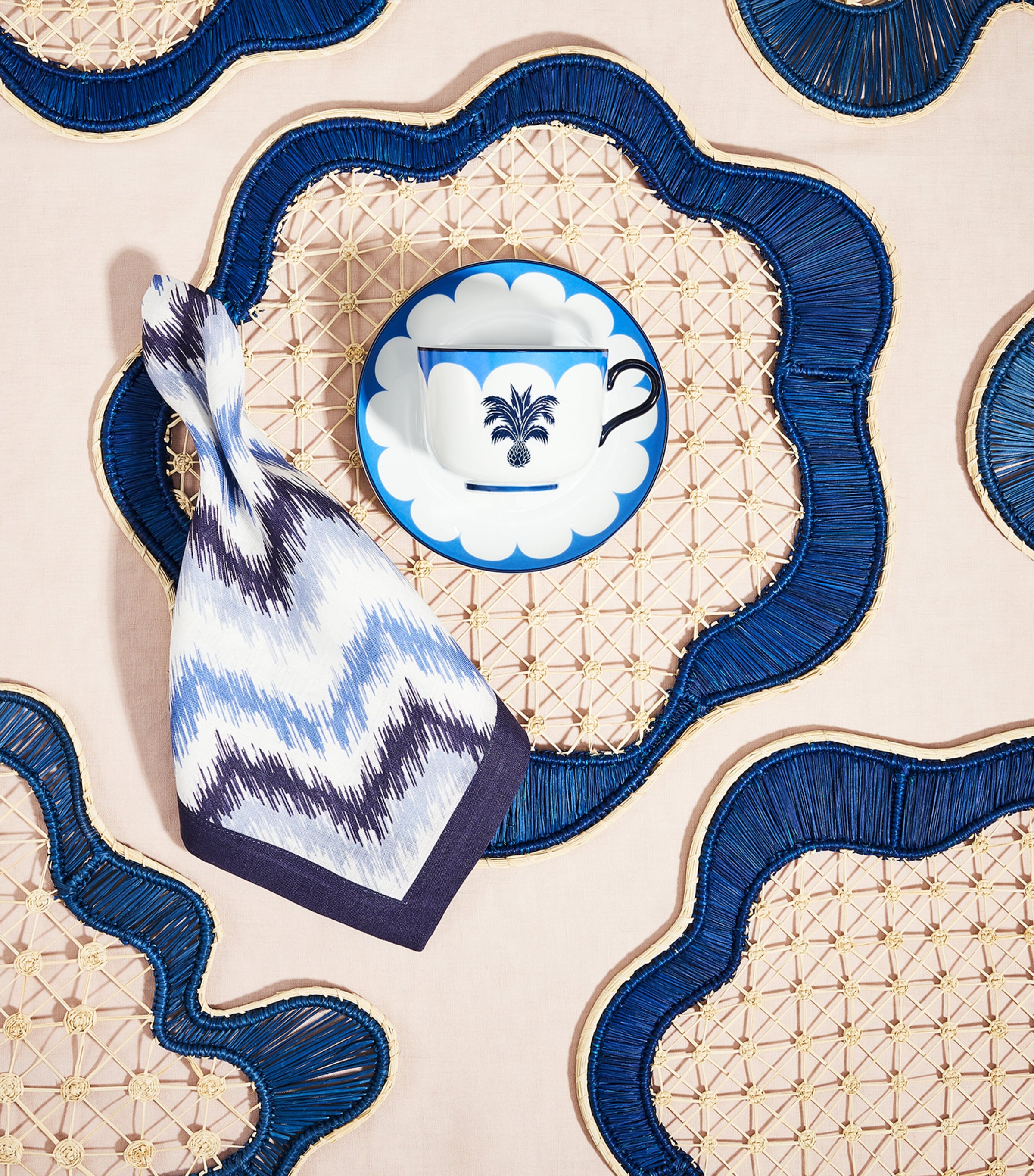 Round Baru Placemat (Set of 2) BLUE NAVY Image 5