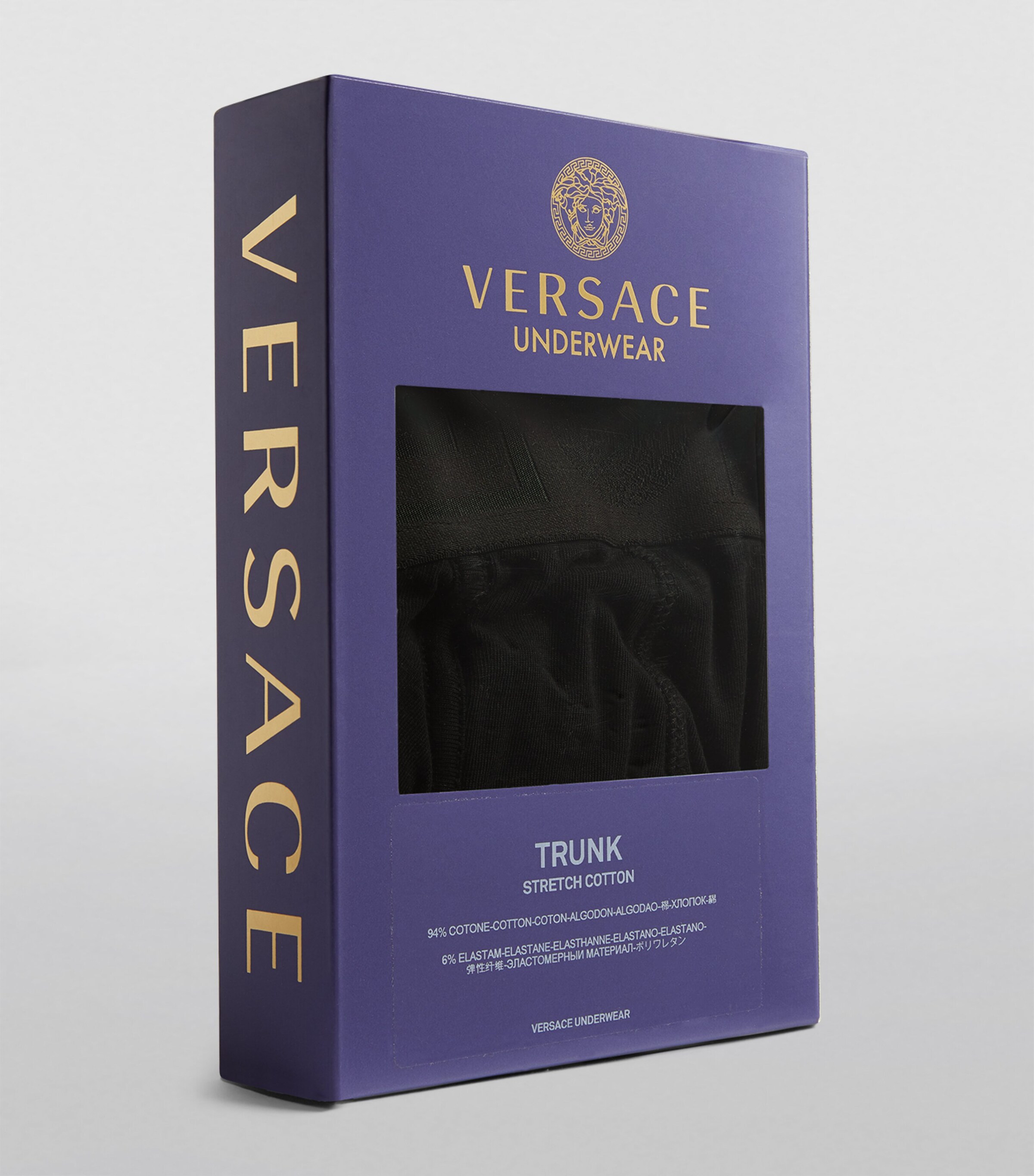 Versace Black Greca-Trim Trunks | Harrods UK