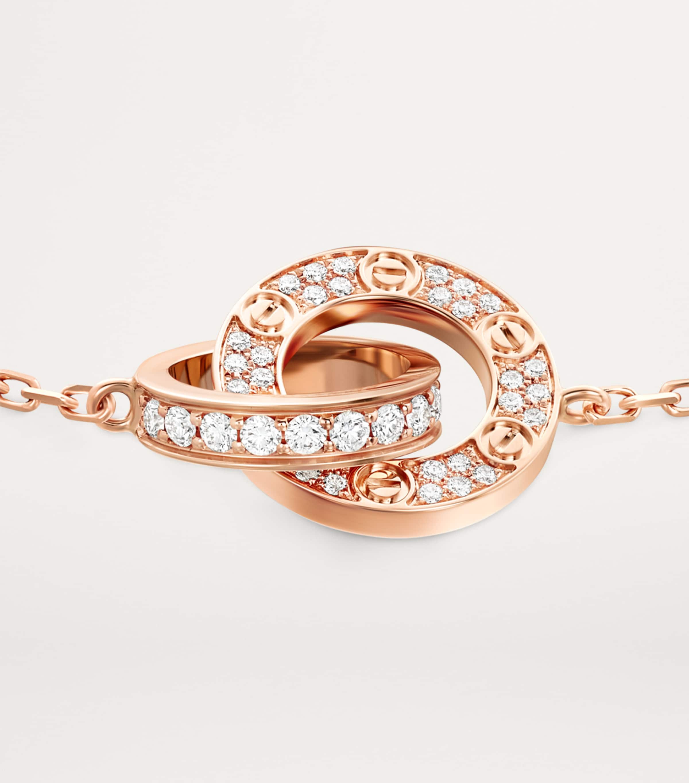 Rose Gold and Diamond LOVE Chain Bracelet ROSE GOLD Image 5