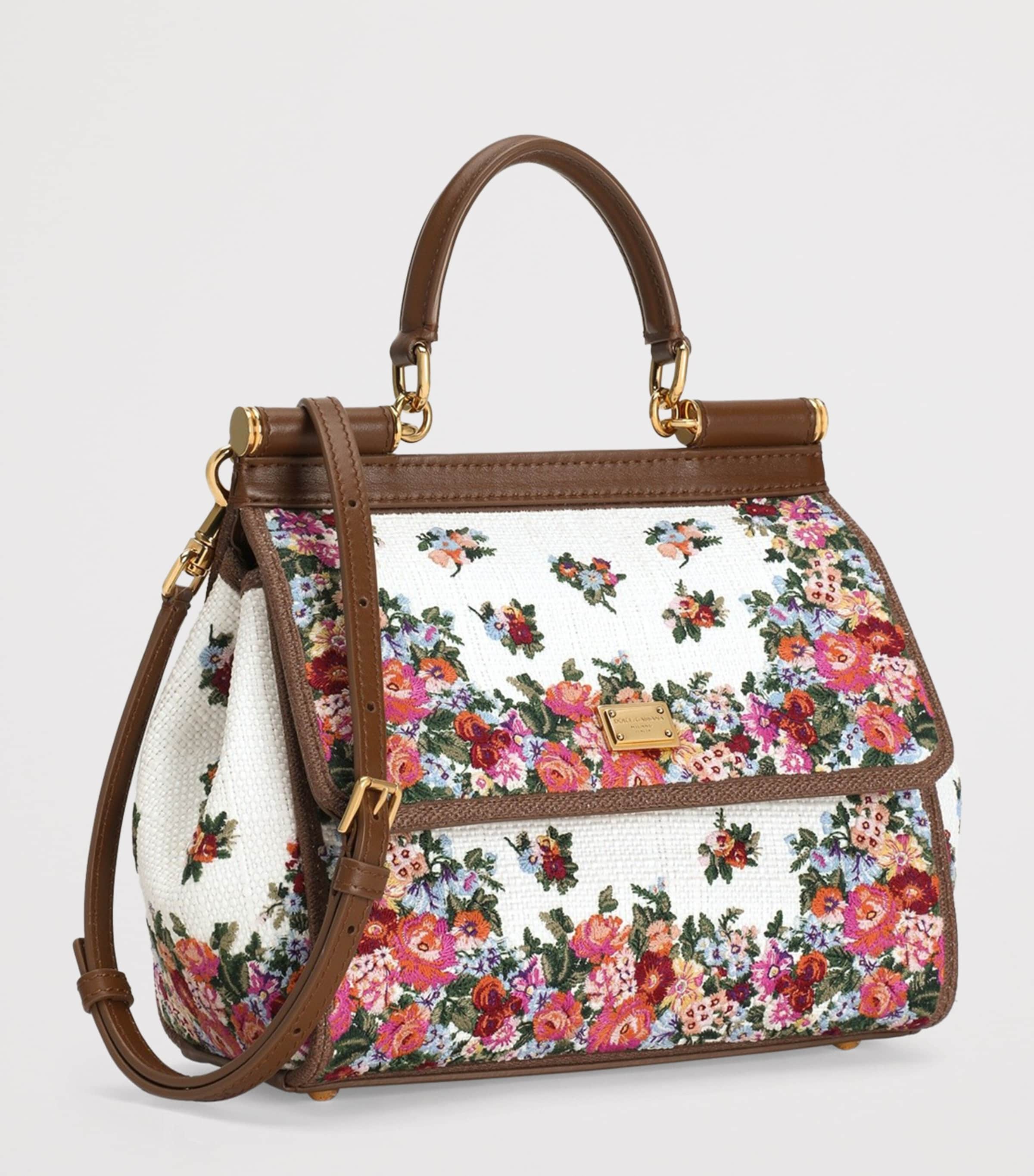 Dolce&Gabbana Embroidered Floral Sicily Top-Handle Bag Multicolo Image 4