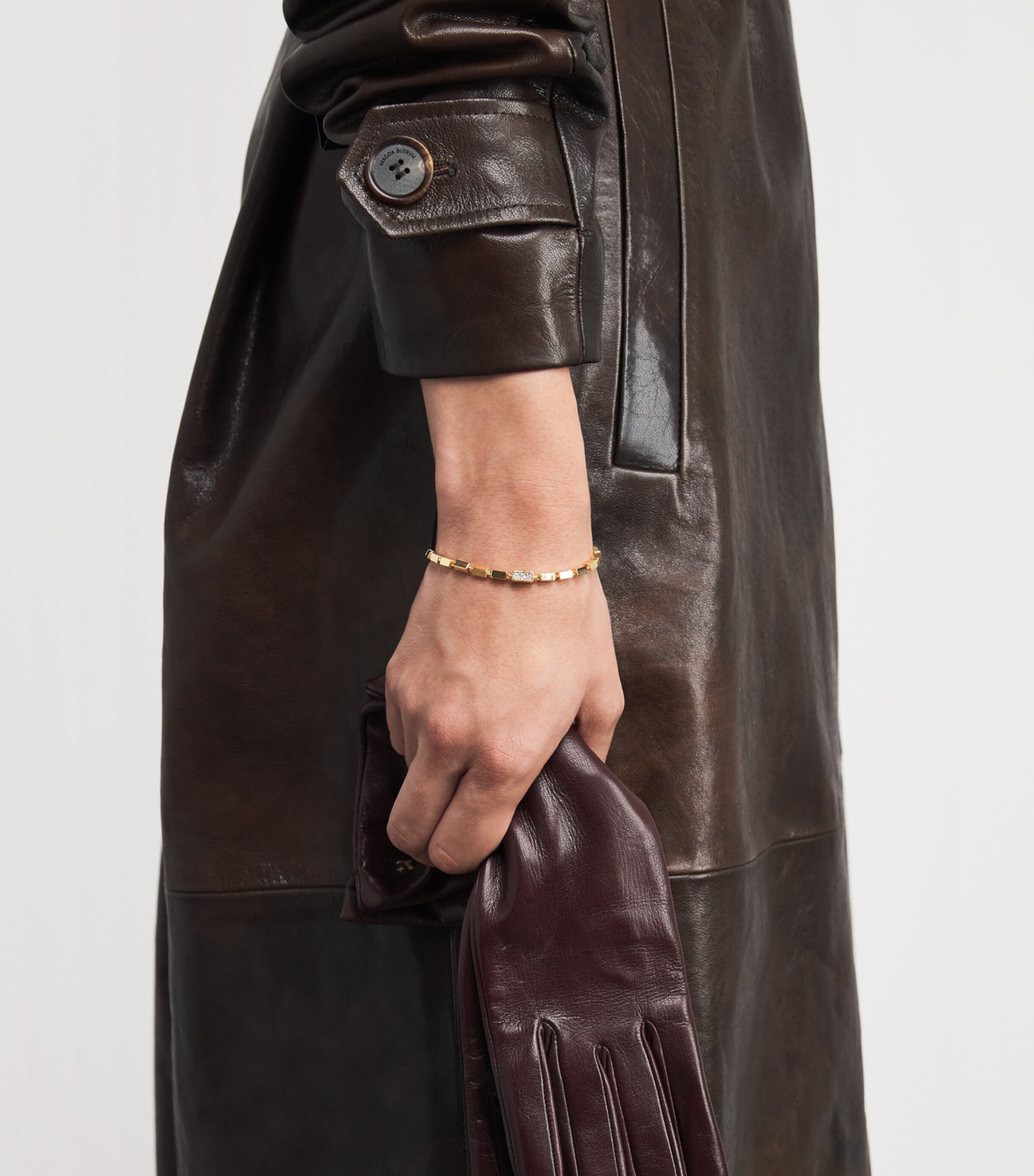 Yellow Gold and Diamond Block-Chain Bracelet 18K YG/WD Image 2