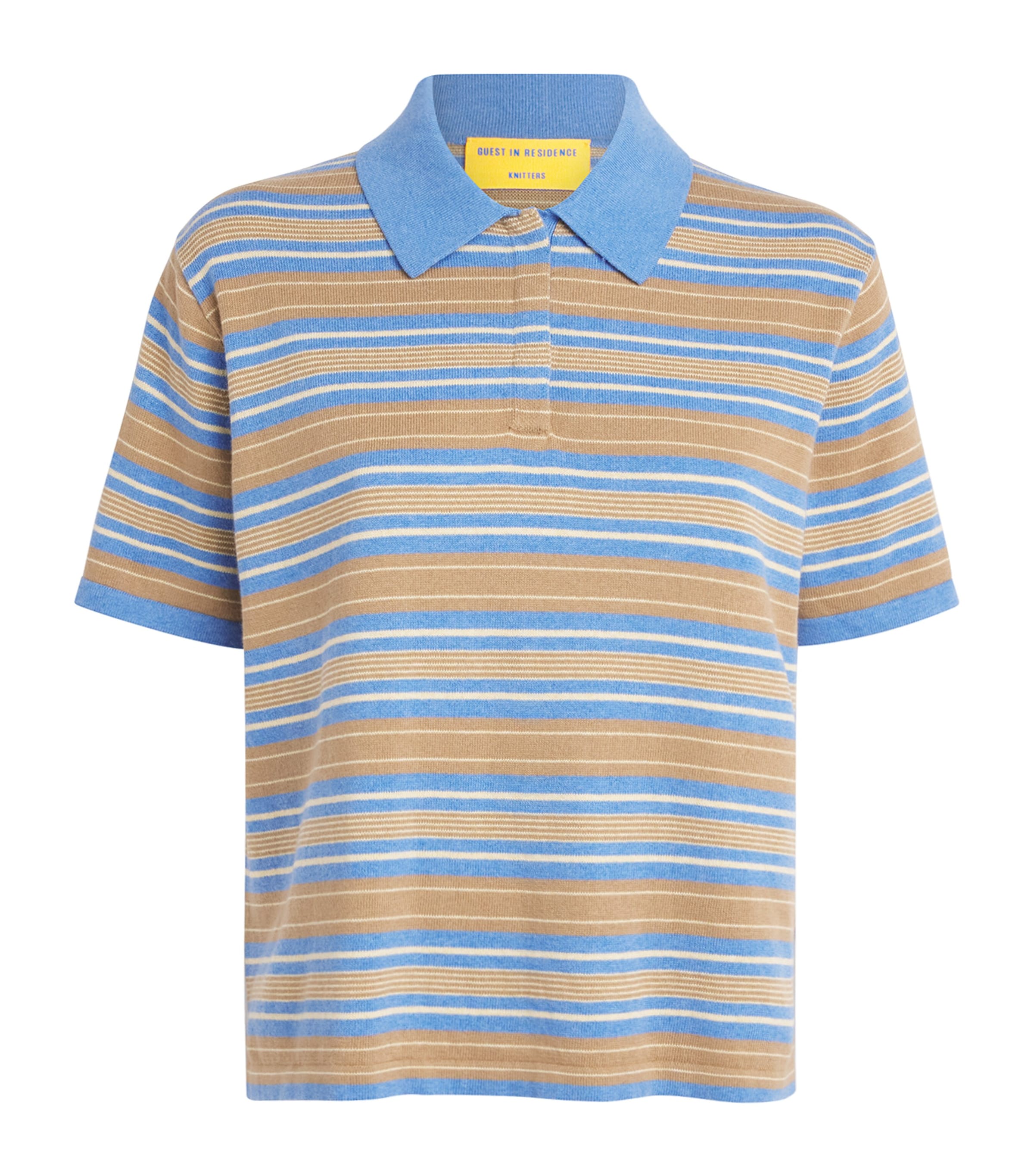 Guest In Residence Womens Cotton-Cashmere Stripe Rugby Shirt Delft Blue Combo Image 1