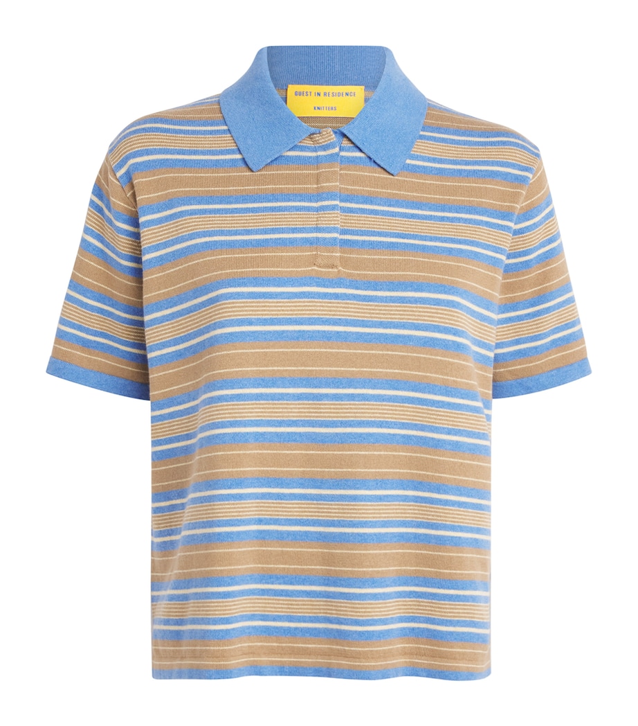 Guest In Residence Womens Cotton-Cashmere Stripe Rugby Shirt Delft Blue Combo Image 1