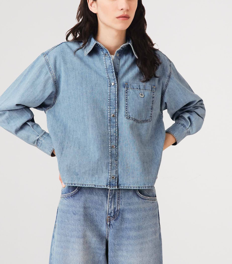 Maje Womens Denim Logo Shirt Blue Image 5