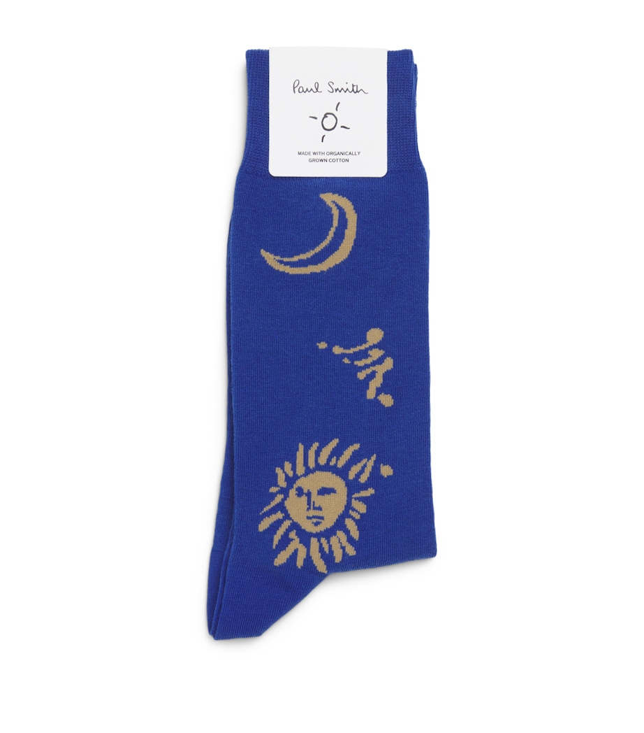 Paul Smith Mens Cotton-Blend Ink Spot Celestial Socks Blue Image 1