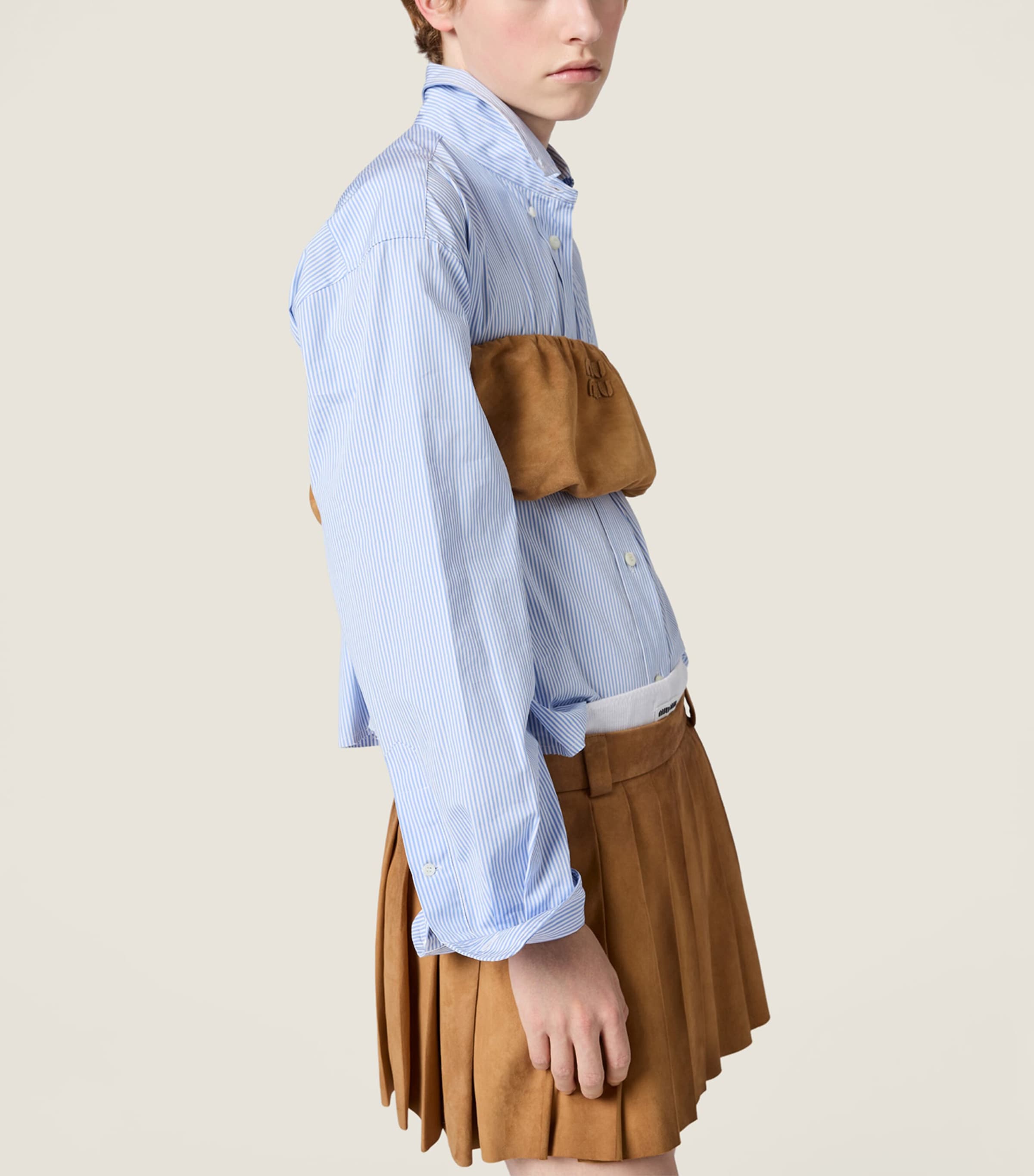 Miu Miu Womens Waxed Suede Bandeau Top Neutral Image 5