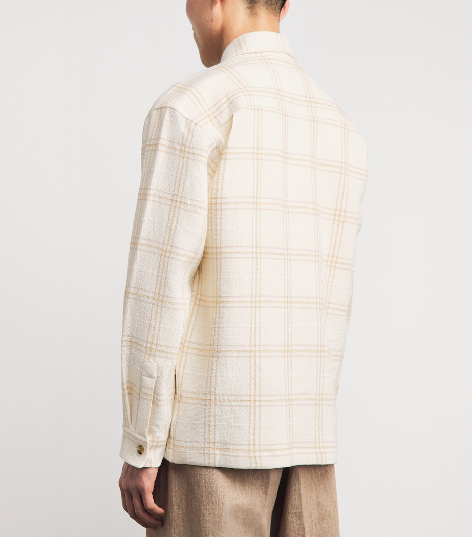 NN07 Mens Cotton-Blend Check Overshirt Ivory Image 5