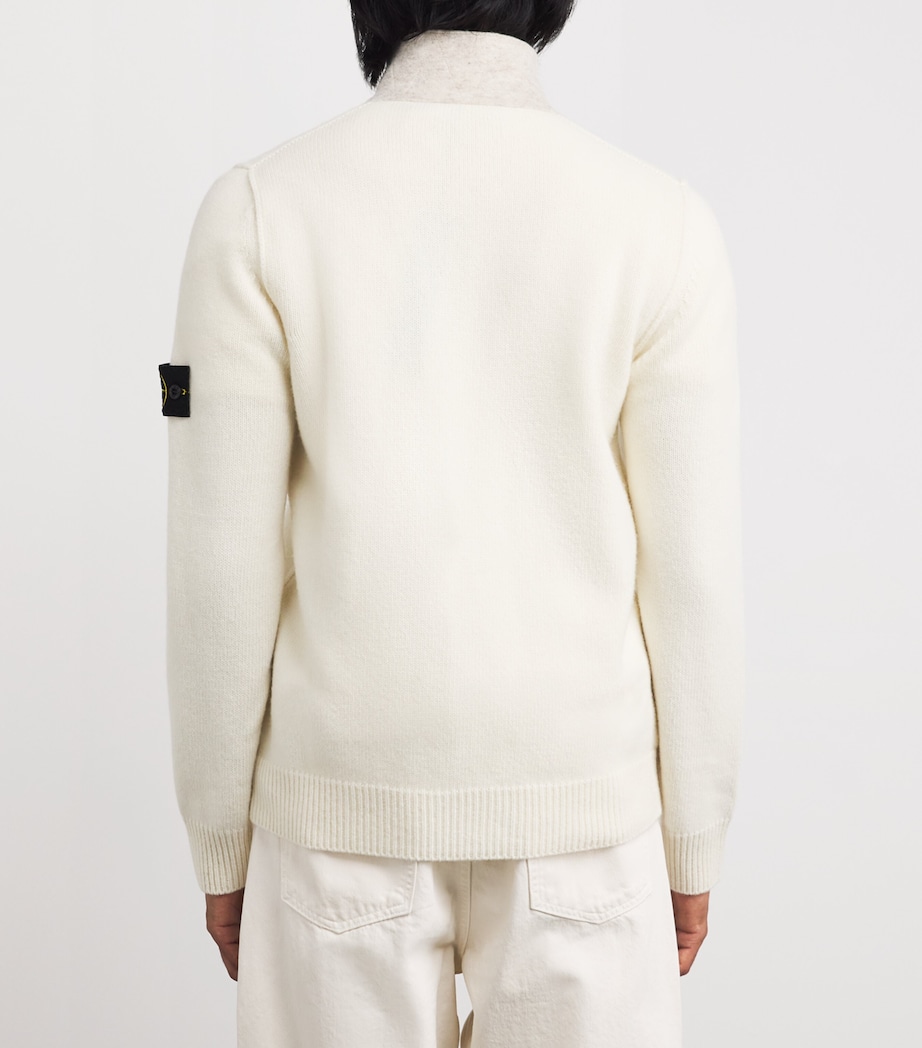 Wool-Blend Zip-Up Cardigan V0093 Image 4