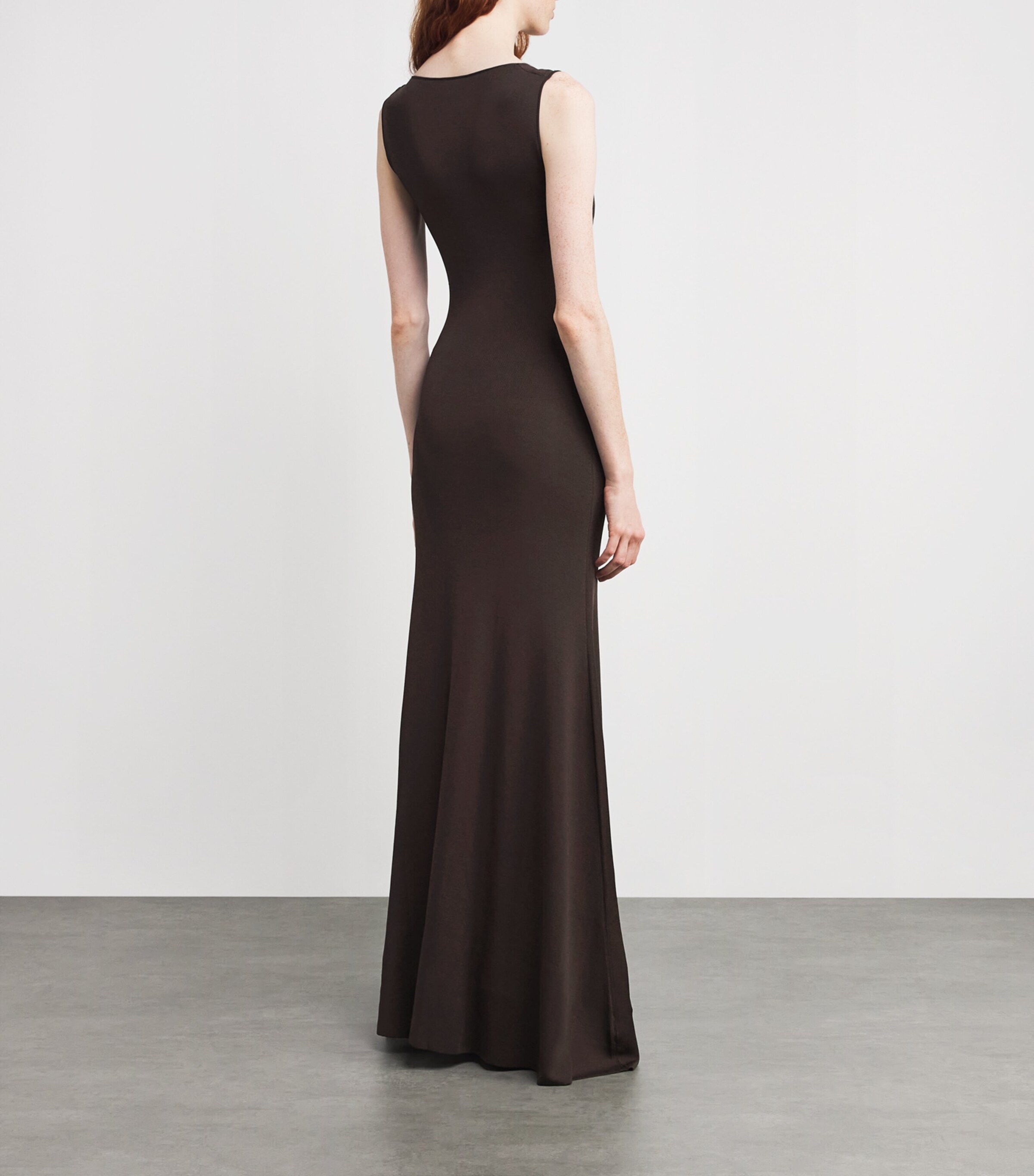 Knitted Draped Maxi Dress BROWN Image 3