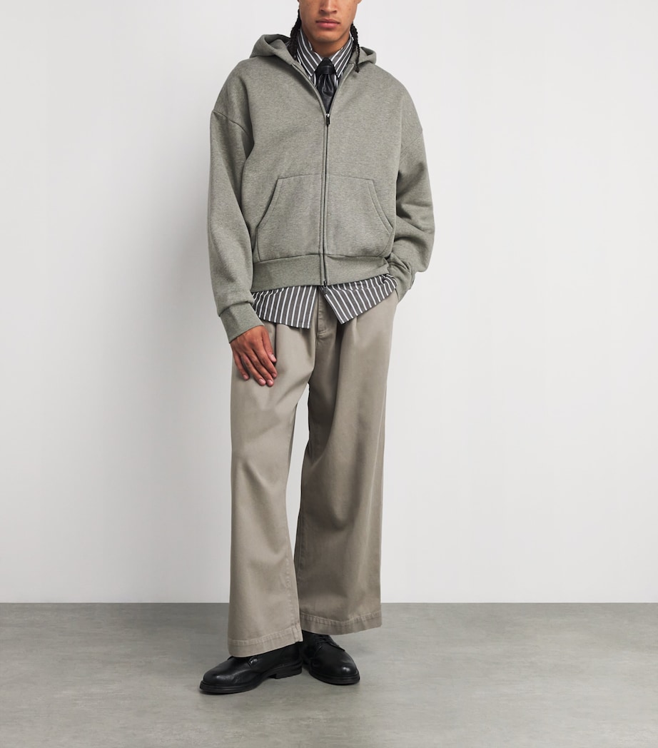 Cotton-Blend Logo Zip Hoodie CONCRETE HEATHER Image 2