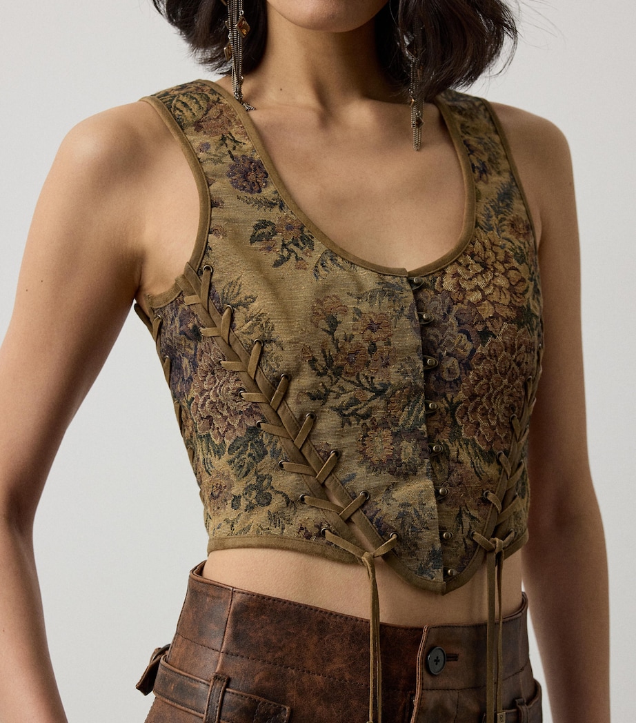 Ralph Lauren Collection Womens Sleeveless Thurlow Corset Top Warm Taupe Multi Image 5