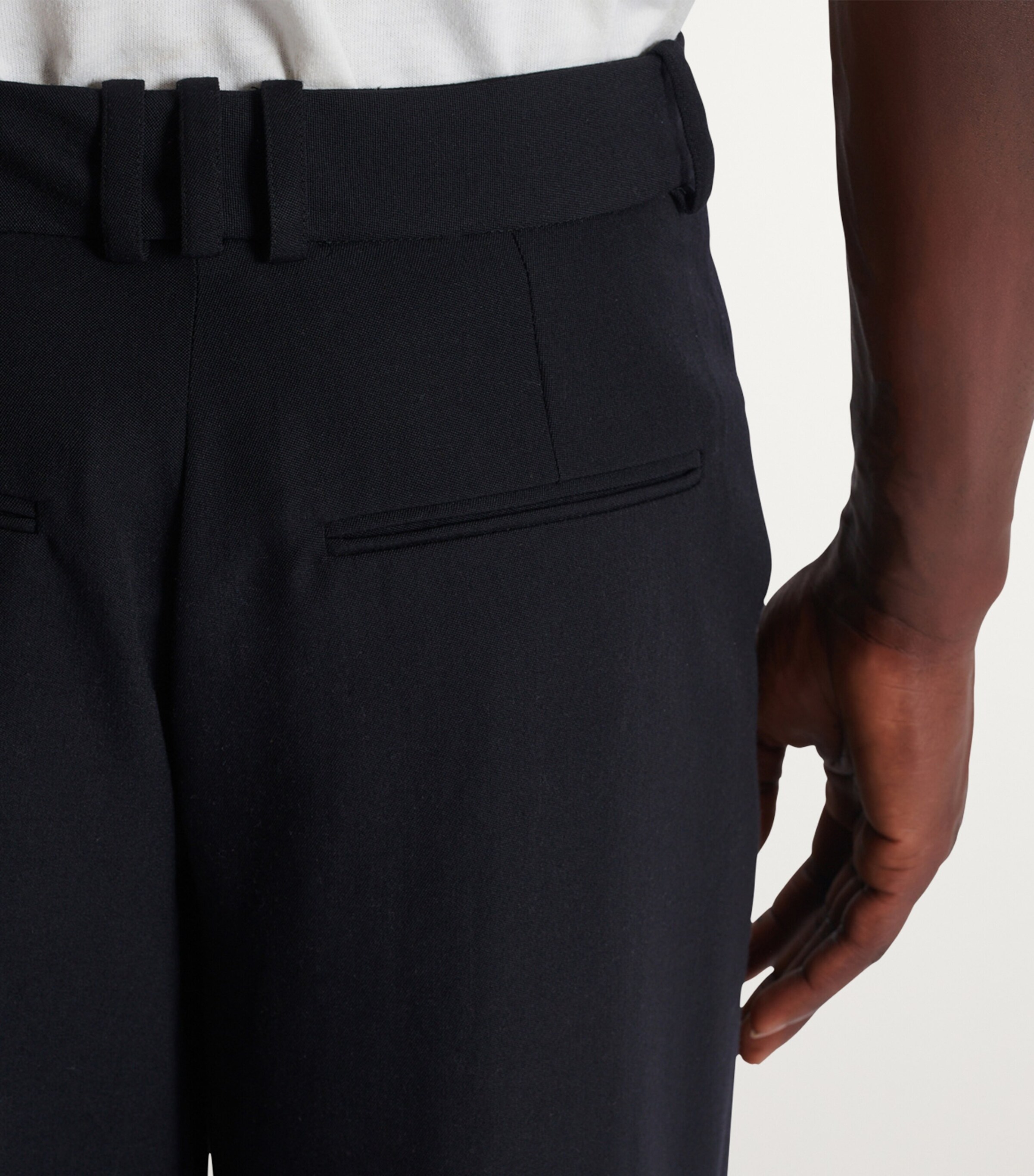 Wool Pleated Straight Trousers 0PA NOIR Image 7