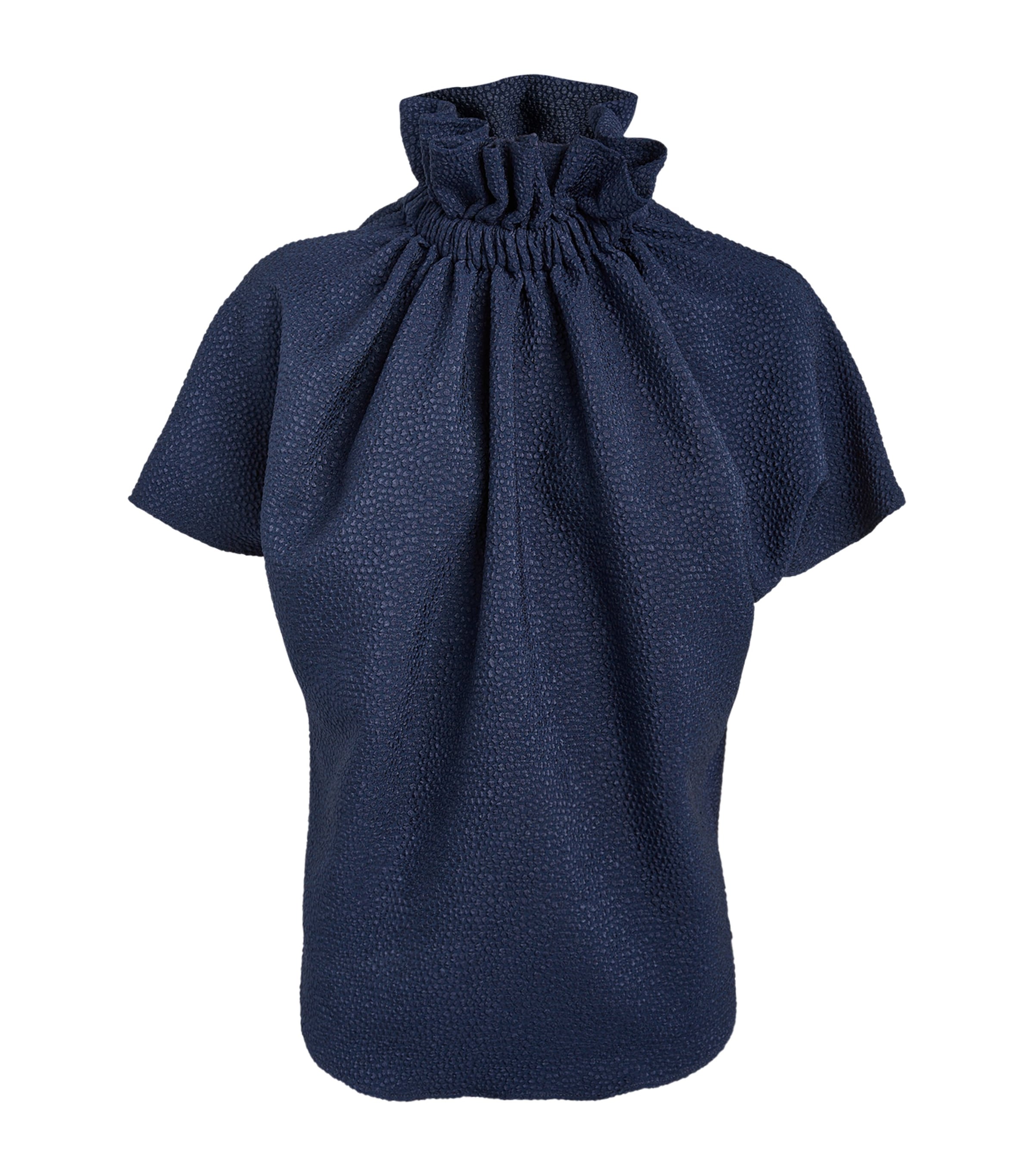 Edeline Lee Short-sleeved Ruff Blouse In Navy