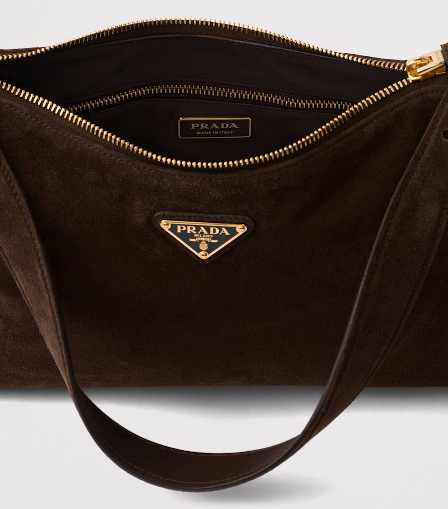 Prada Womens Medium Suede Aimée Shoulder Bag Brown Image 4