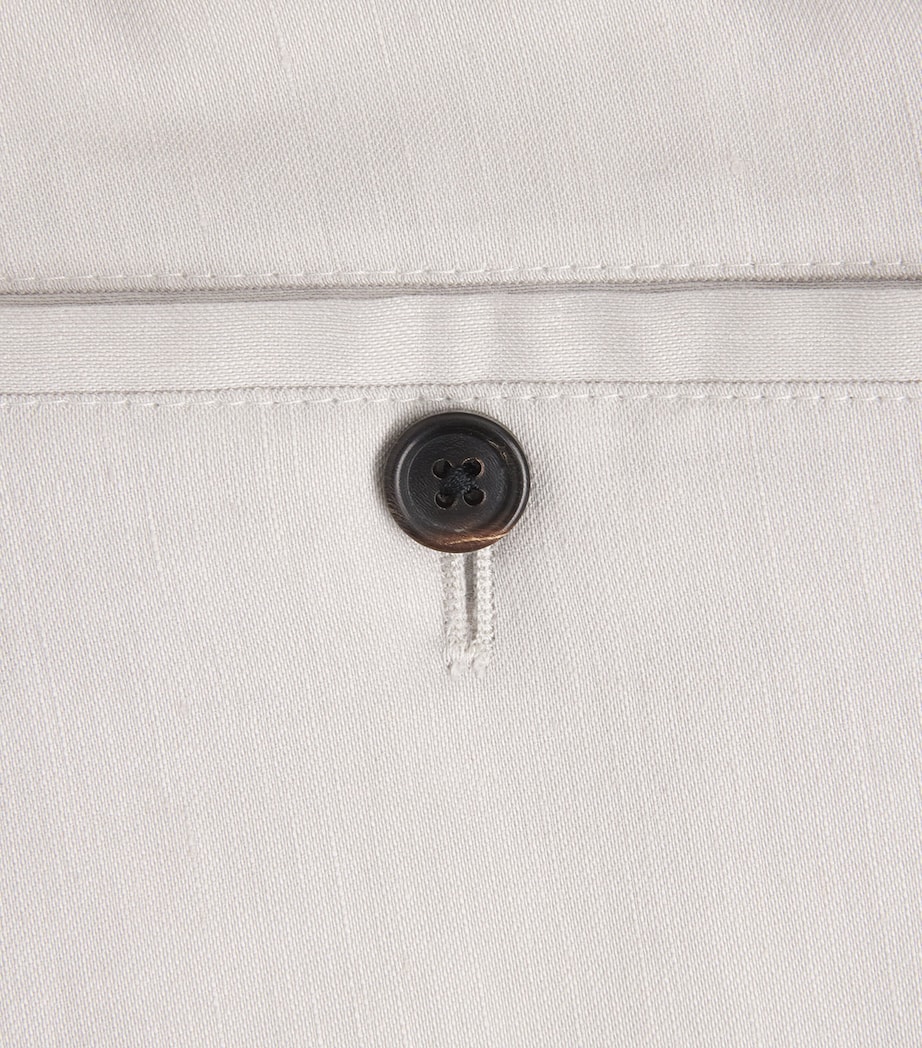Corneliani Mens Linen-Virgin Wool-Mohair Drawstring Shorts Natural White Image 6
