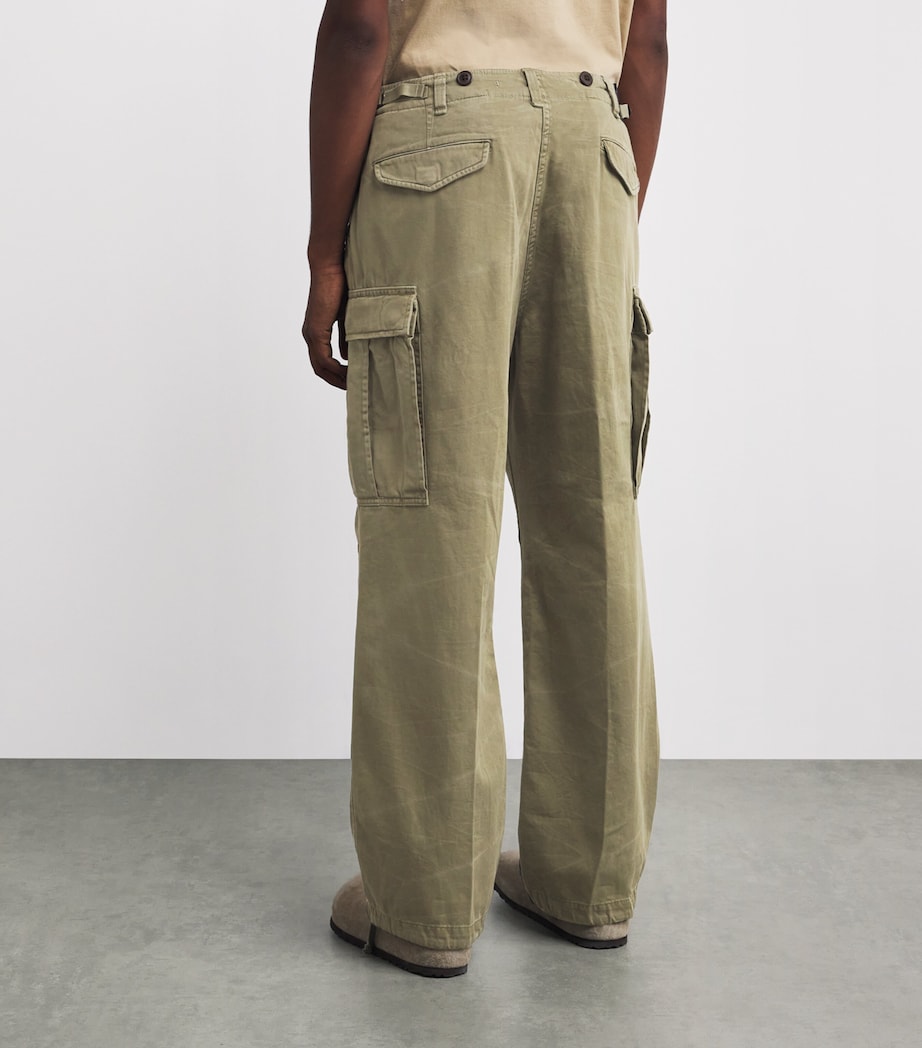 Cotton Oversized Cargo Trousers GREEN Image 4
