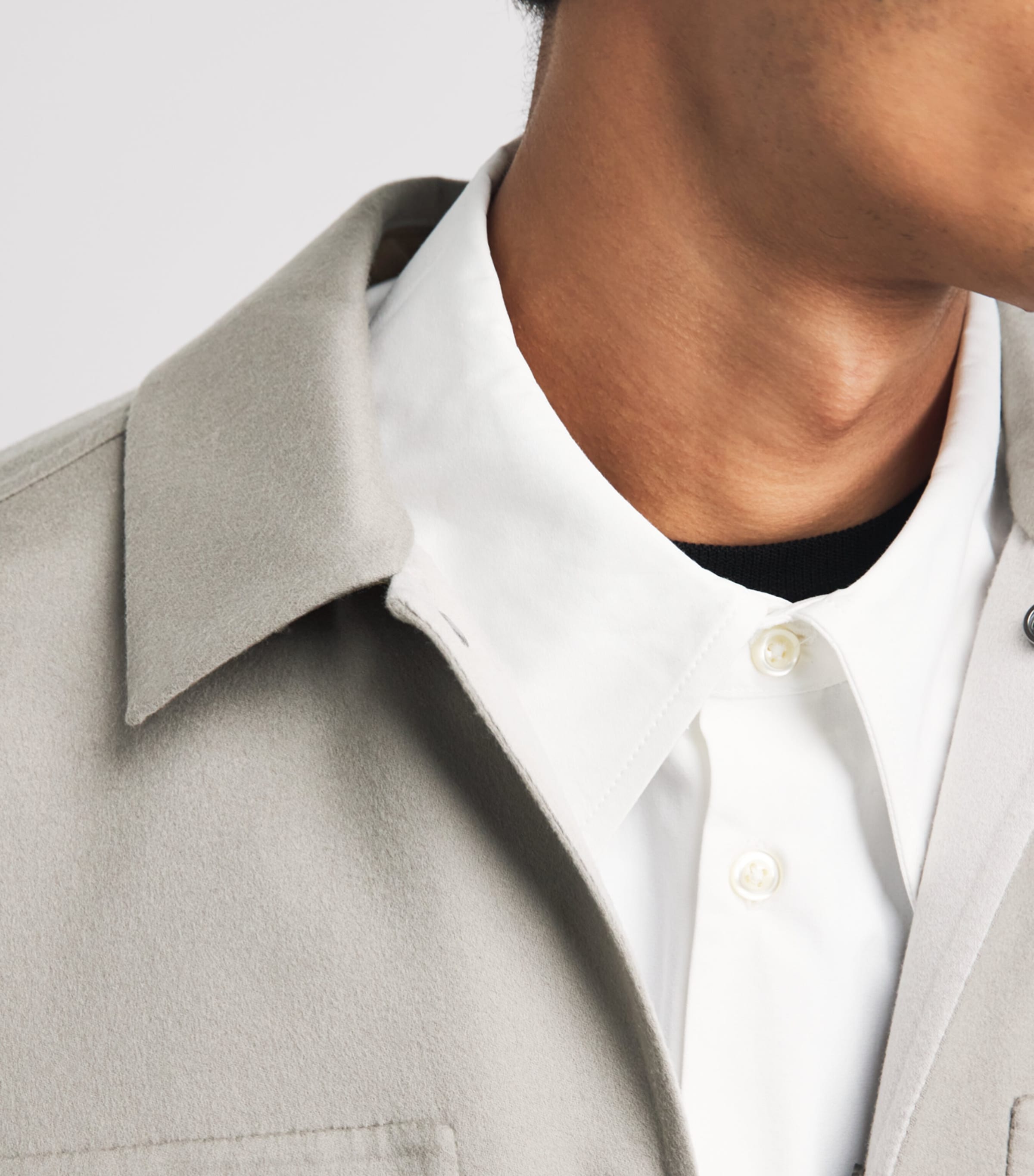 Sease Mens Wool-Blend Fleece Double Overshirt Driftwood Image 3