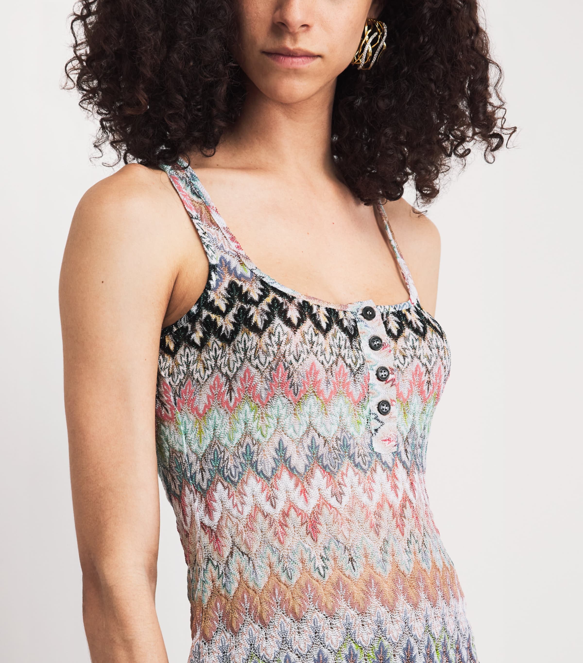 Missoni Multi Metallic Lace Zigzag Tank Top | Harrods US